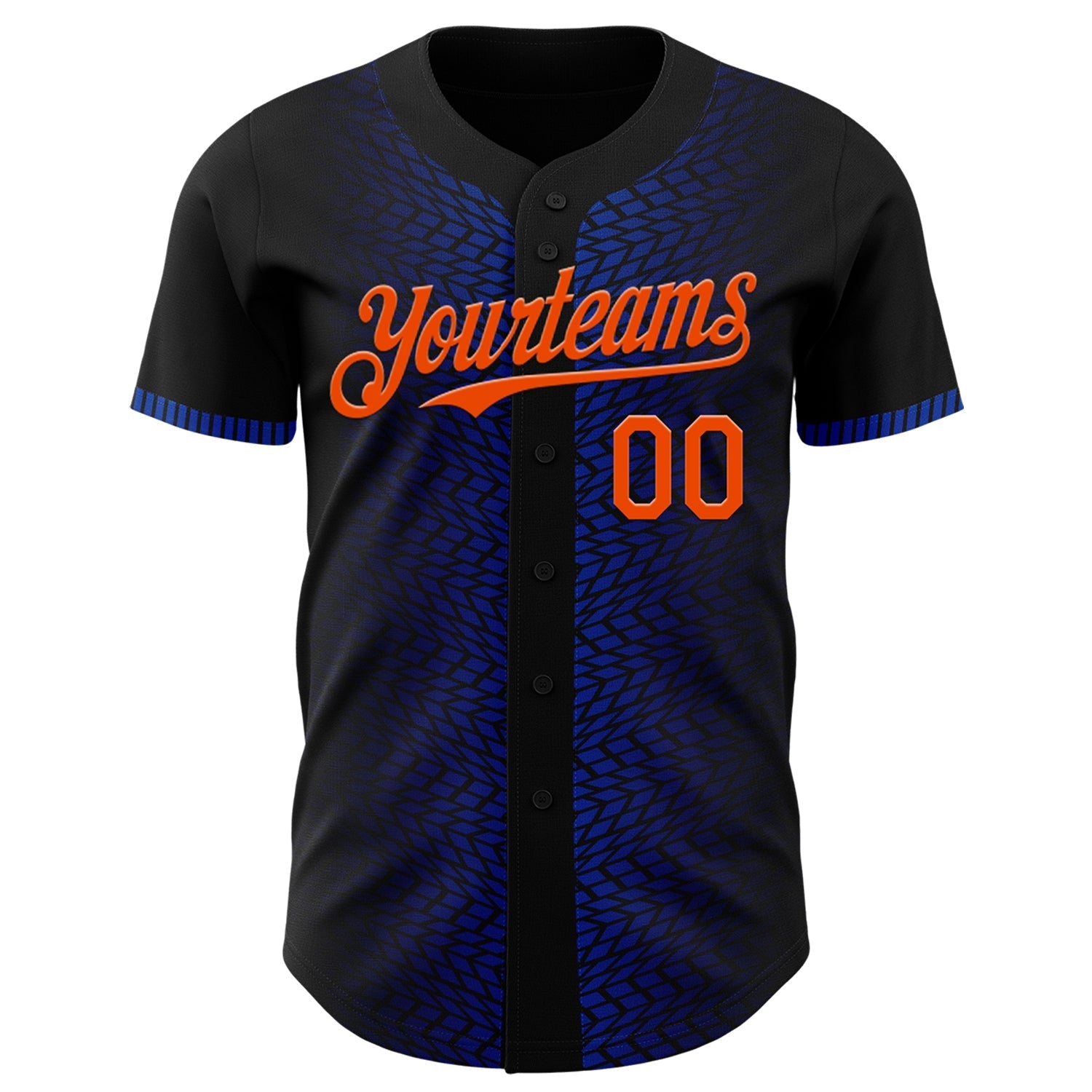 Custom Black Orange-Thunder Blue 3D Pattern Design Geometric Shapes Authentic Baseball Jersey baseball jersey product view 2