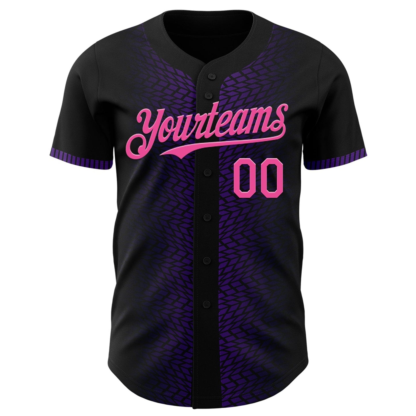 Custom Black Pink-Purple 3D Pattern Design Geometric Shapes Authentic Baseball Jersey baseball jersey product view 3