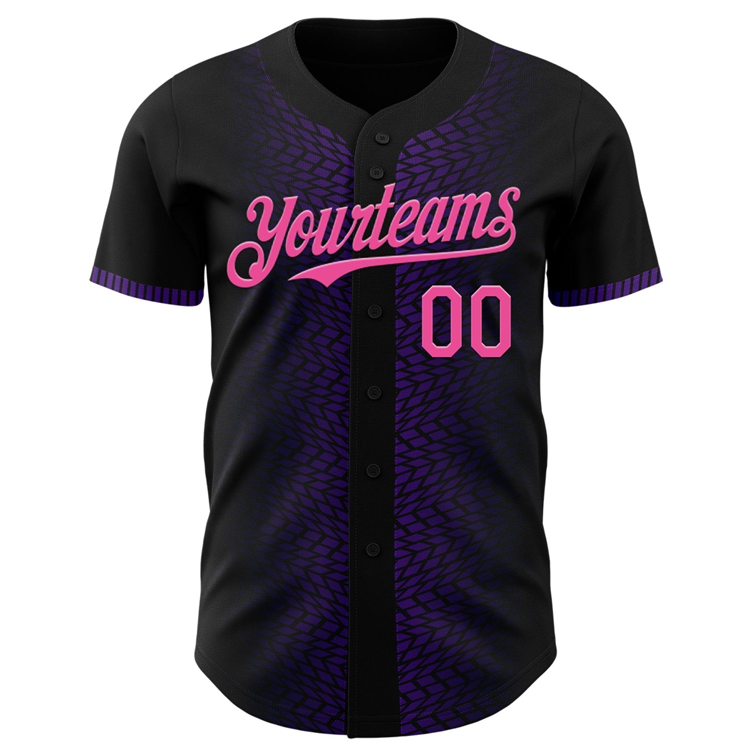 Custom Black Pink-Purple 3D Pattern Design Geometric Shapes Authentic Baseball Jersey baseball jersey product view 3