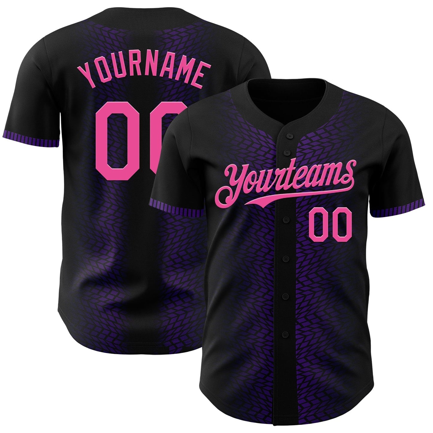 Custom Black Pink-Purple 3D Pattern Design Geometric Shapes Authentic Baseball Jersey baseball jersey product view 1