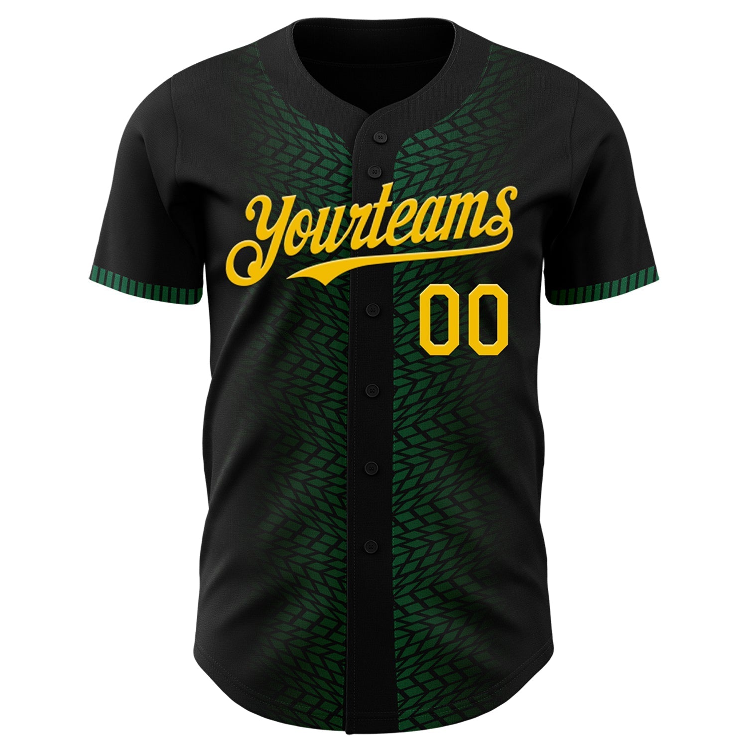 Custom Black Yellow-Kelly Green 3D Pattern Design Geometric Shapes Authentic Baseball Jersey baseball jersey product view 2