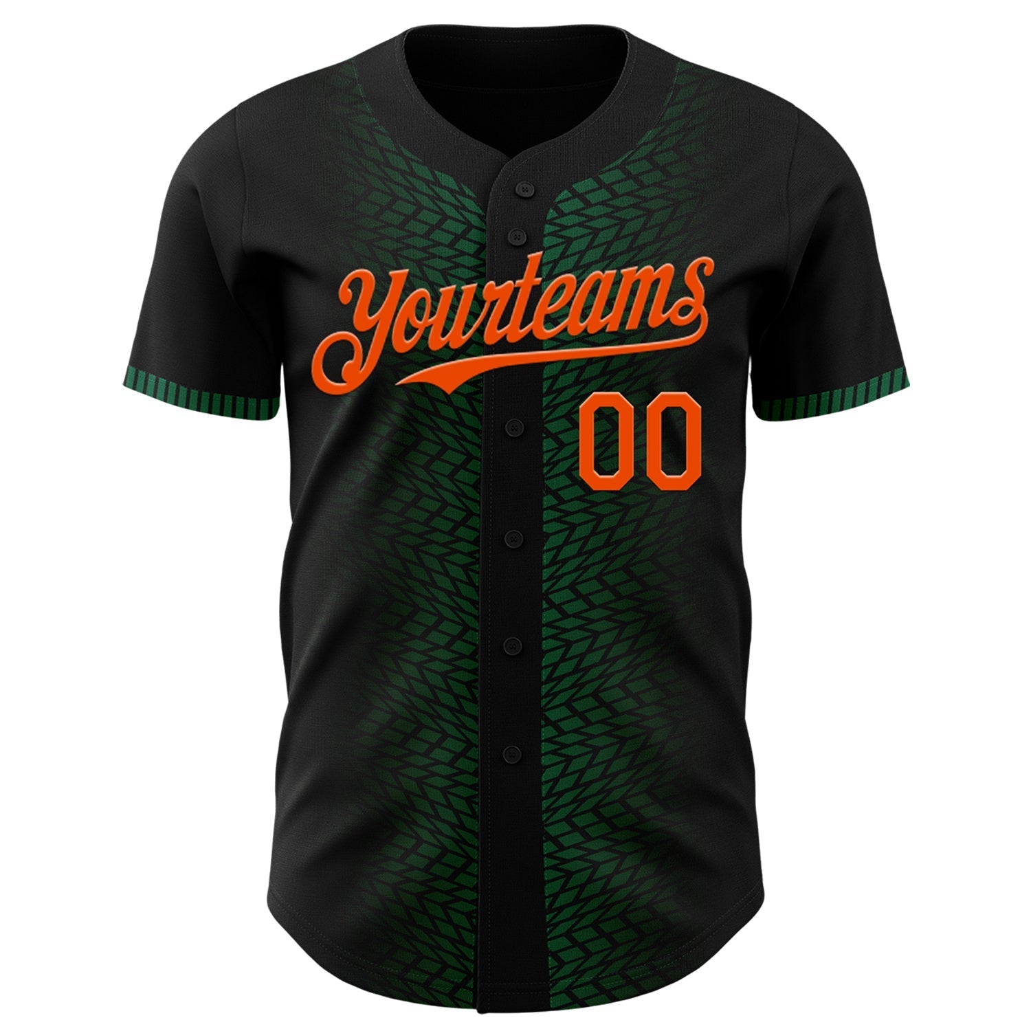 Custom Black Orange-Kelly Green 3D Pattern Design Geometric Shapes Authentic Baseball Jersey baseball jersey product view 2