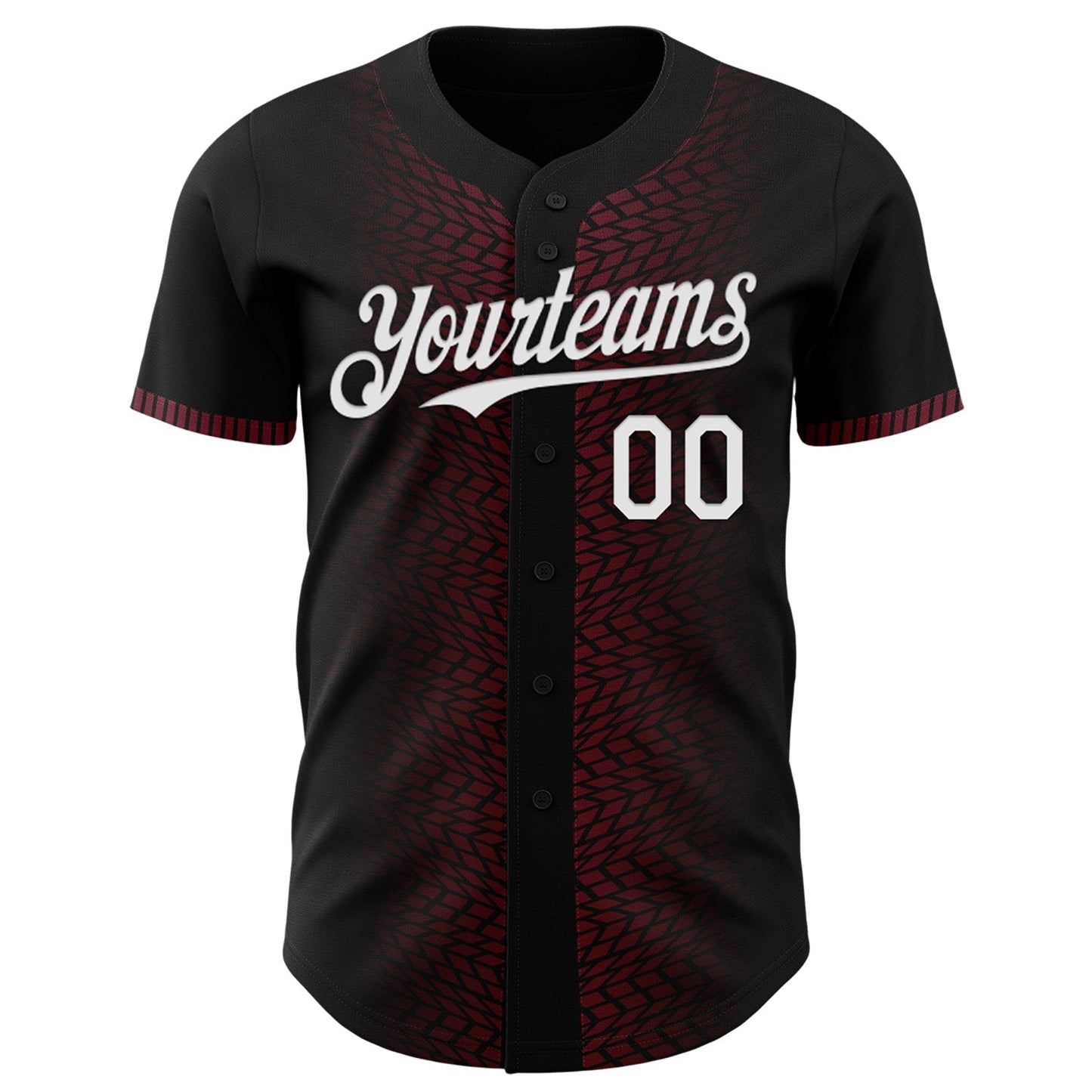 Custom Black White-Burgundy 3D Pattern Design Geometric Shapes Authentic Baseball Jersey baseball jersey product view 2