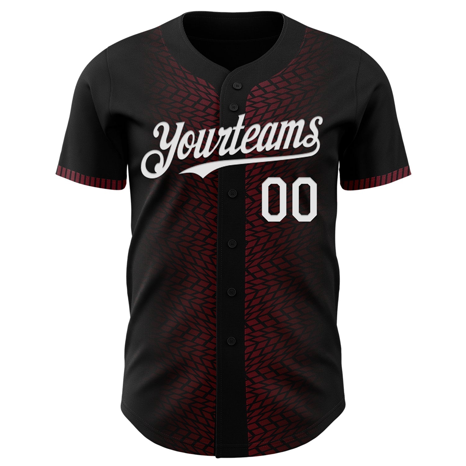 Custom Black White-Burgundy 3D Pattern Design Geometric Shapes Authentic Baseball Jersey baseball jersey product view 2