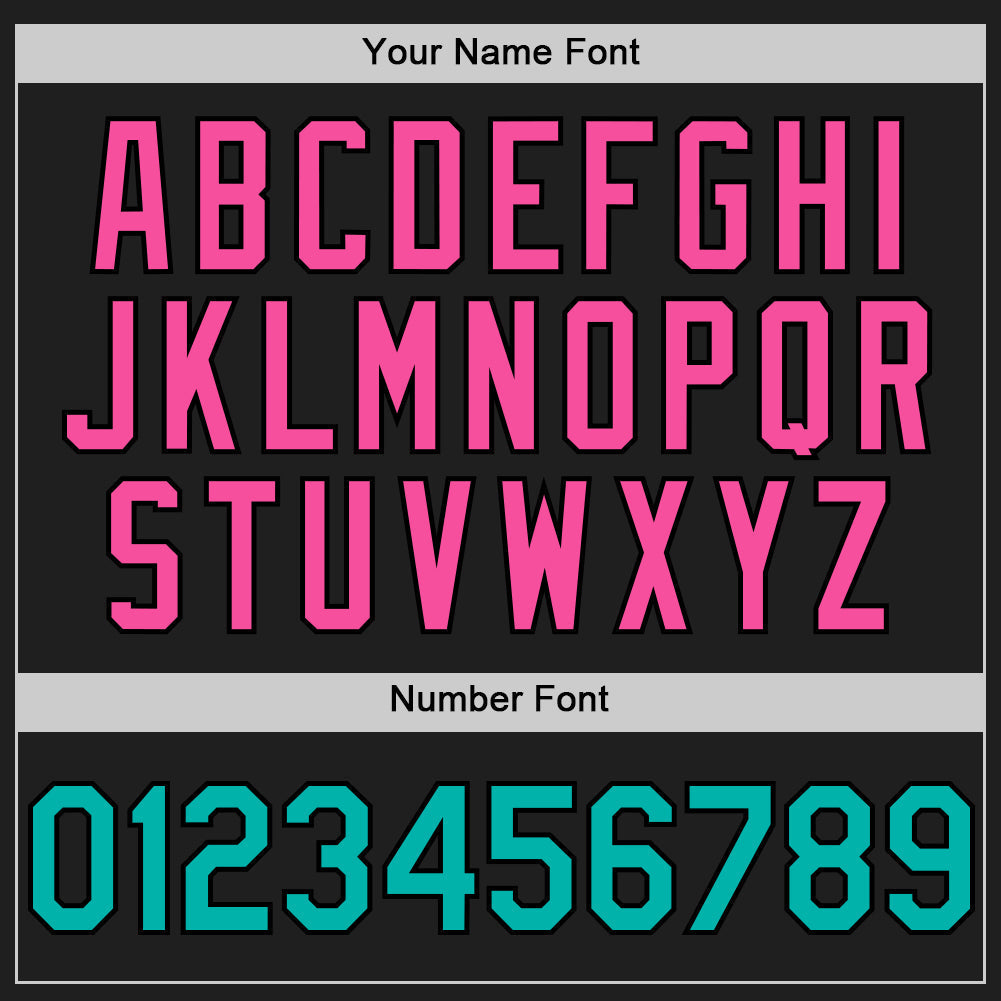 Custom Black Aqua-Pink 3D Pattern Design Confetti Authentic Baseball Jersey baseball jersey product view 5