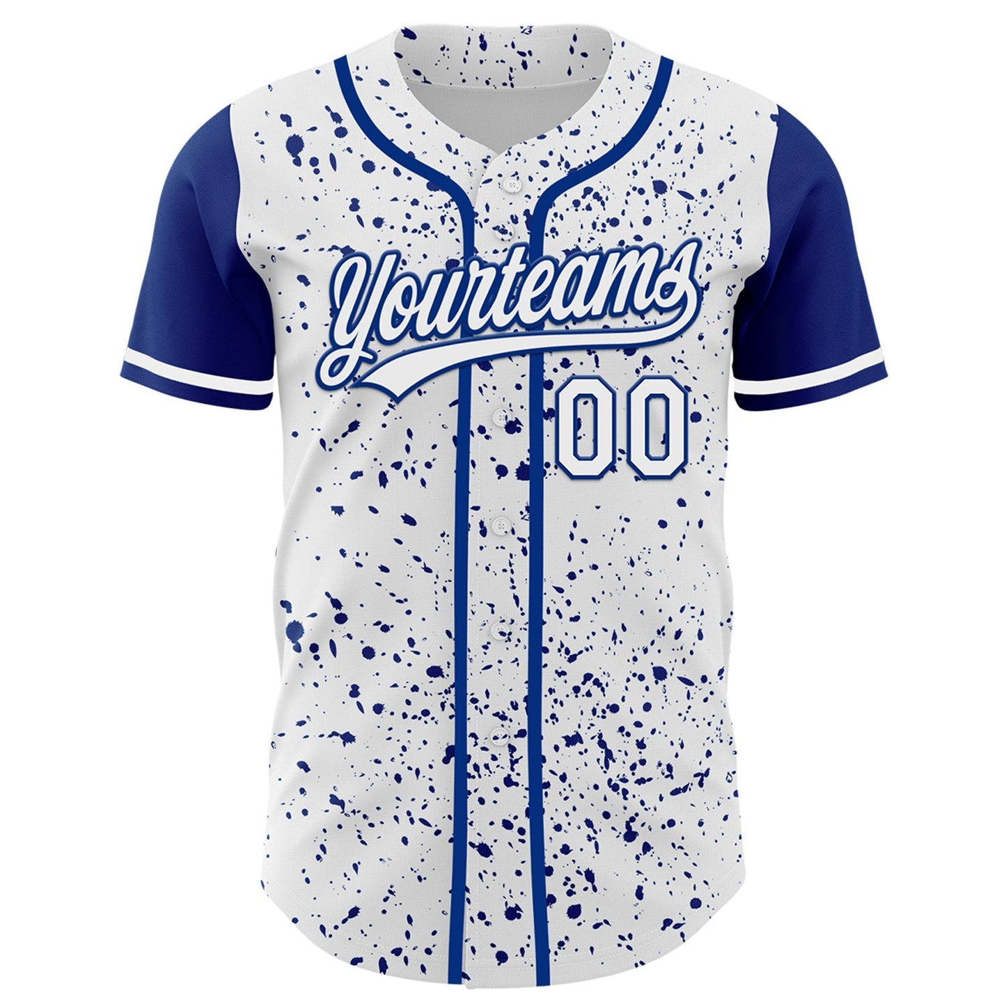 Custom White Royal 3D Pattern Design Abstract Splatter Ink Authentic Baseball Jersey baseball jersey product view 2