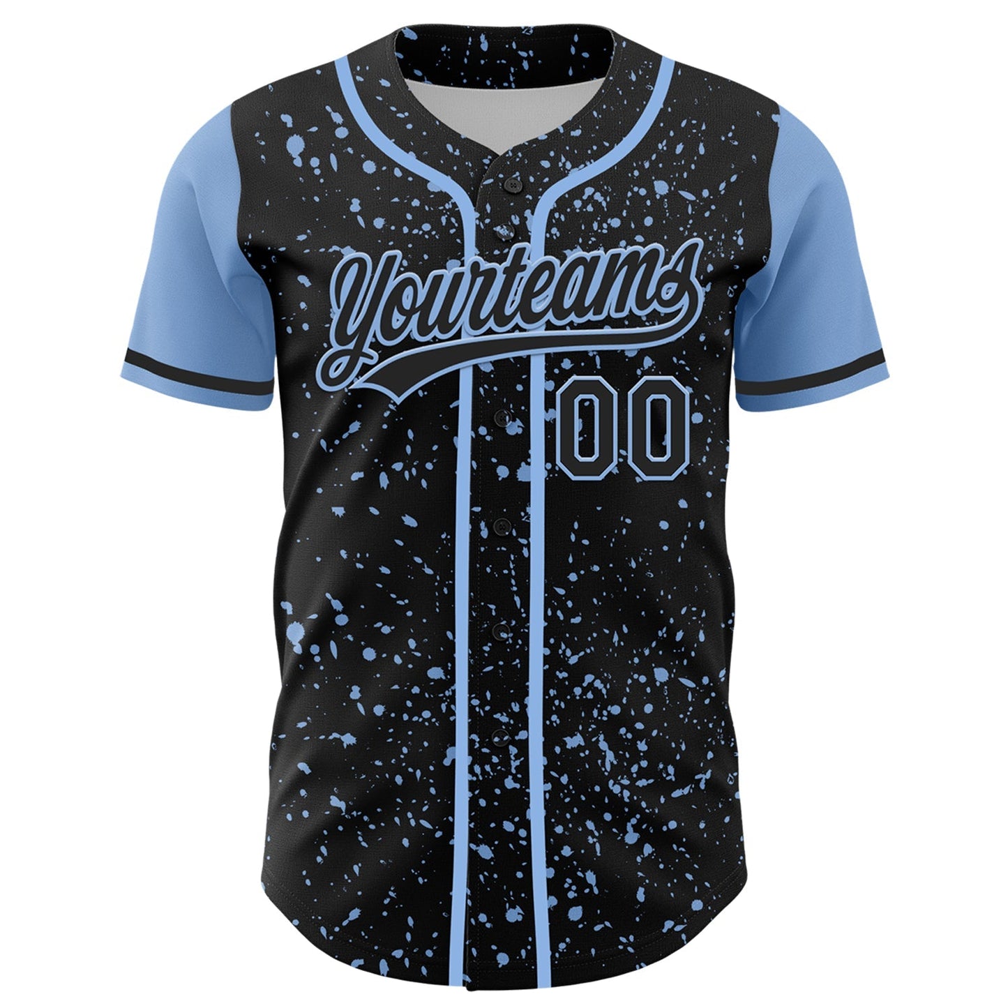 Custom Black Light Blue 3D Pattern Design Abstract Splatter Ink Authentic Baseball Jersey baseball jersey product view 2