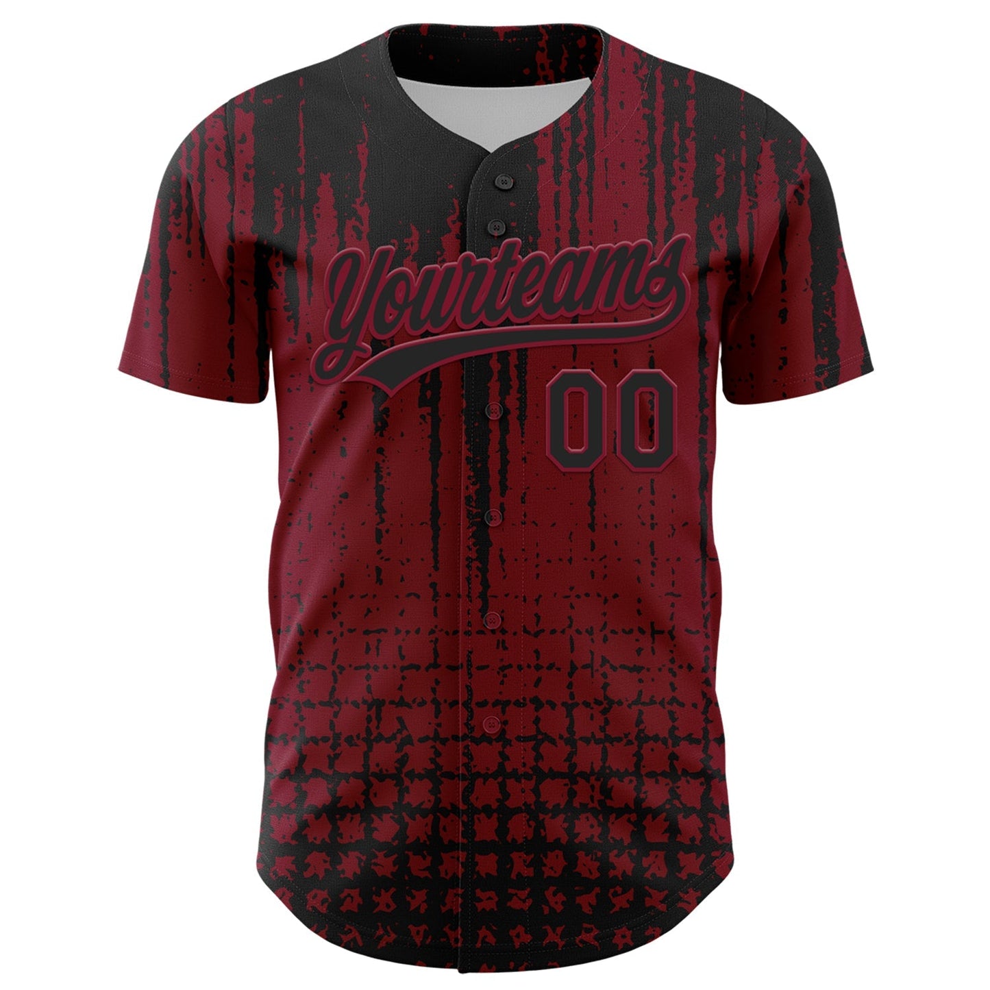 Custom Crimson Black 3D Pattern Design Abstract Shape Authentic Baseball Jersey baseball jersey product view 2