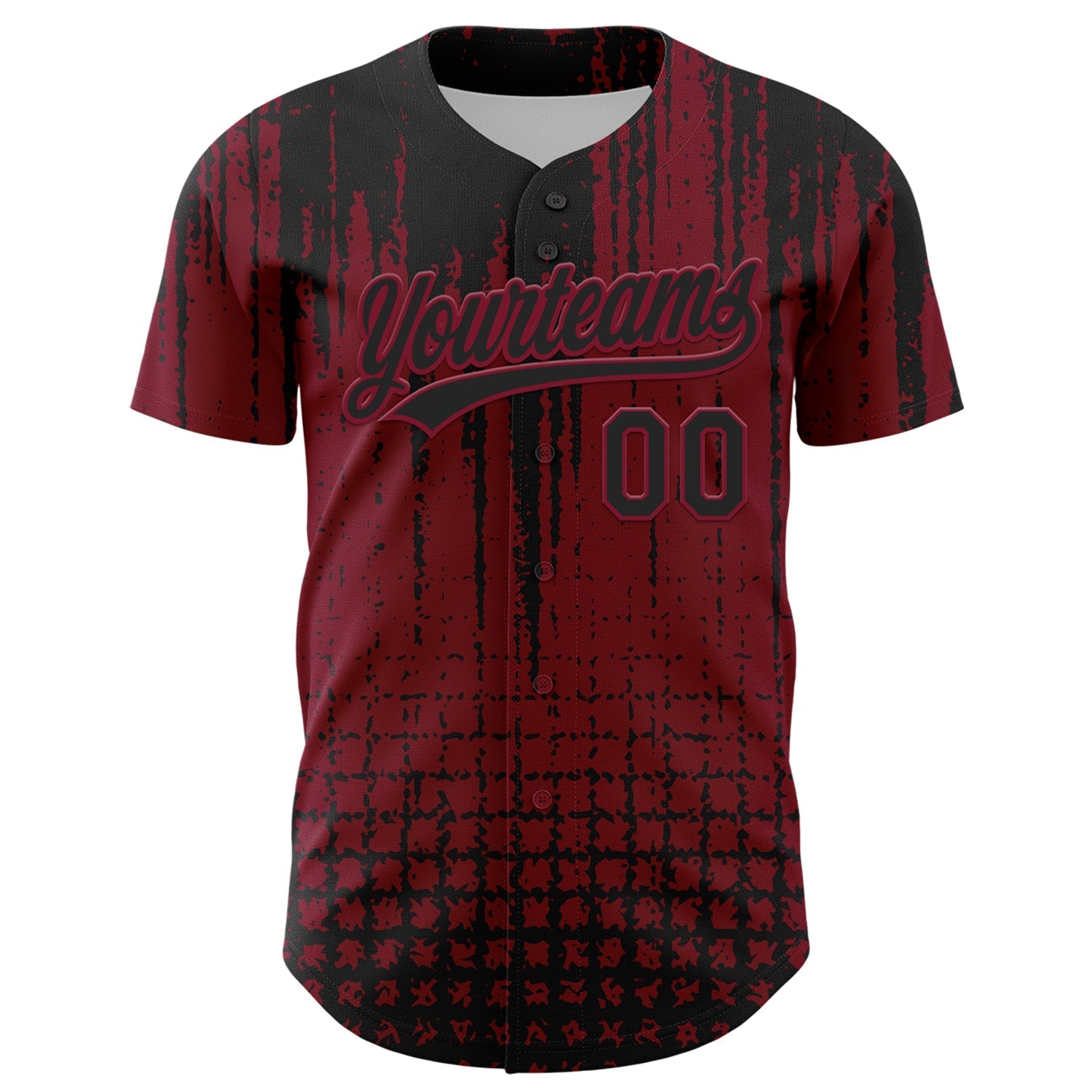 Custom Crimson Black 3D Pattern Design Abstract Shape Authentic Baseball Jersey baseball jersey product view 2