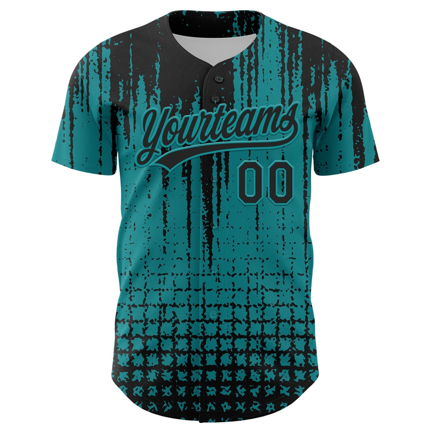 Custom Teal Black 3D Pattern Design Abstract Shape Authentic Baseball Jersey baseball jersey product view 2