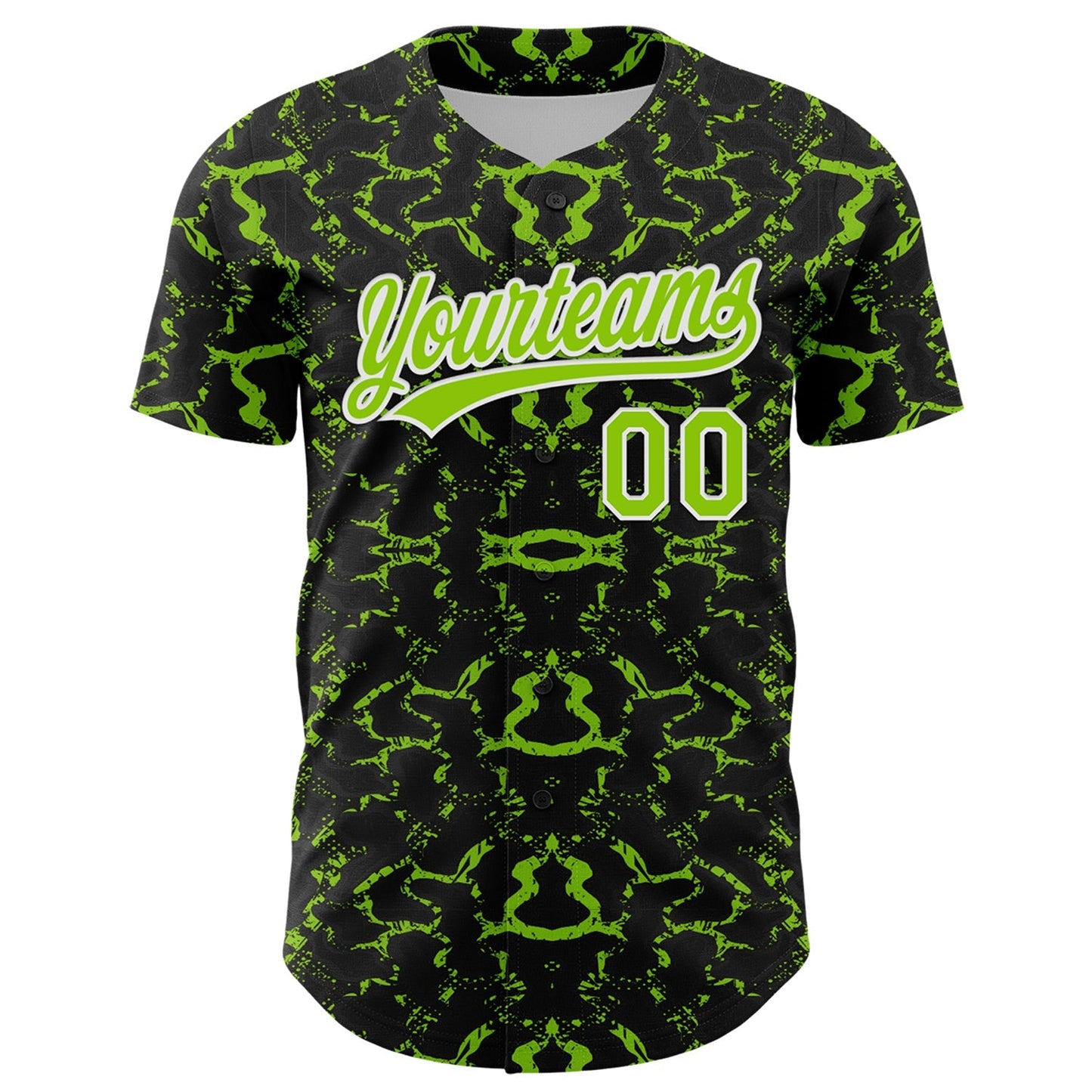 Custom Black Neon Green-White 3D Pattern Design Abstract Tiger And Zebra Authentic Baseball Jersey baseball jersey product view 2
