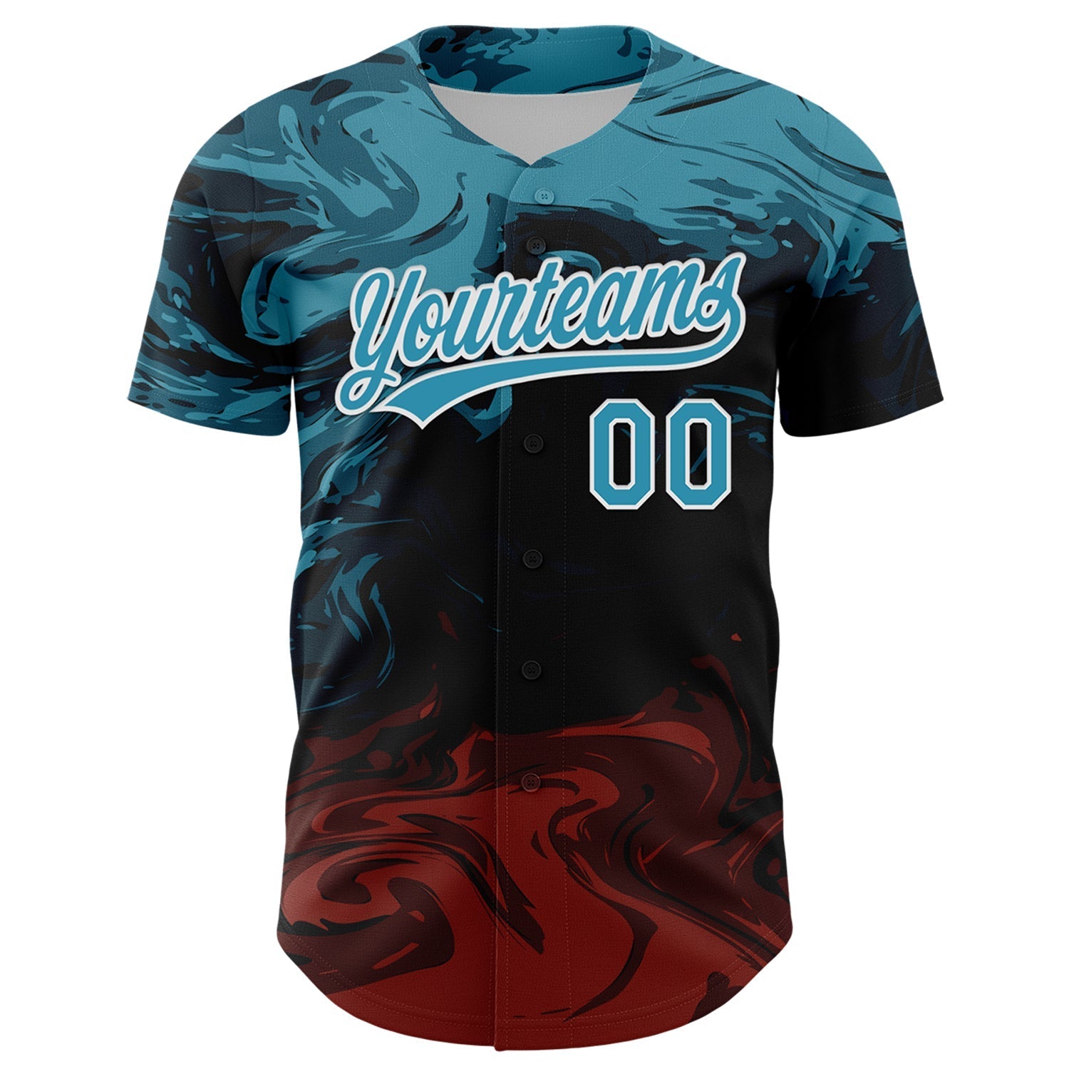 Custom Black Panther Blue Burgundy-White 3D Pattern Design Abstract Fluid Authentic Baseball Jersey baseball jersey product view 2