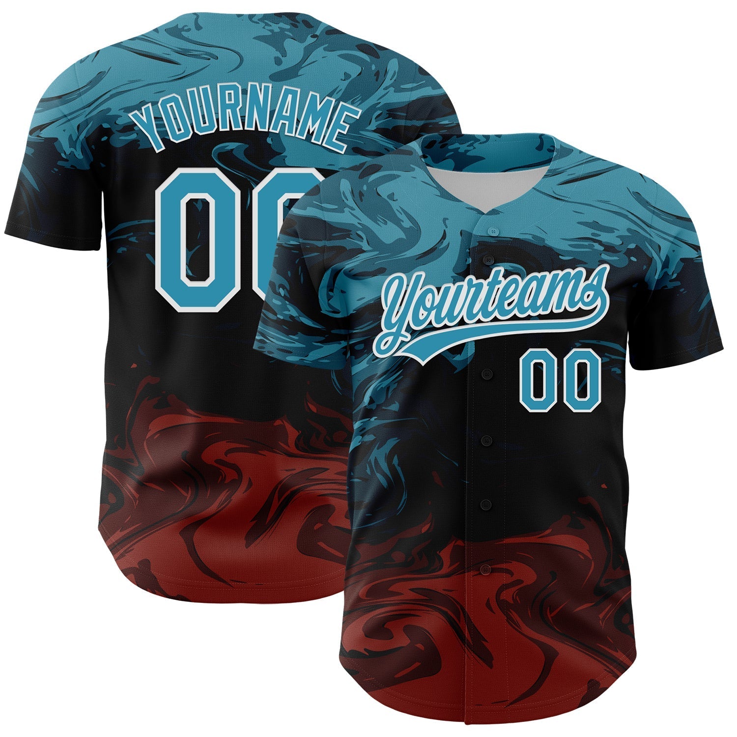 Custom Black Panther Blue Burgundy-White 3D Pattern Design Abstract Fluid Authentic Baseball Jersey baseball jersey product view 1