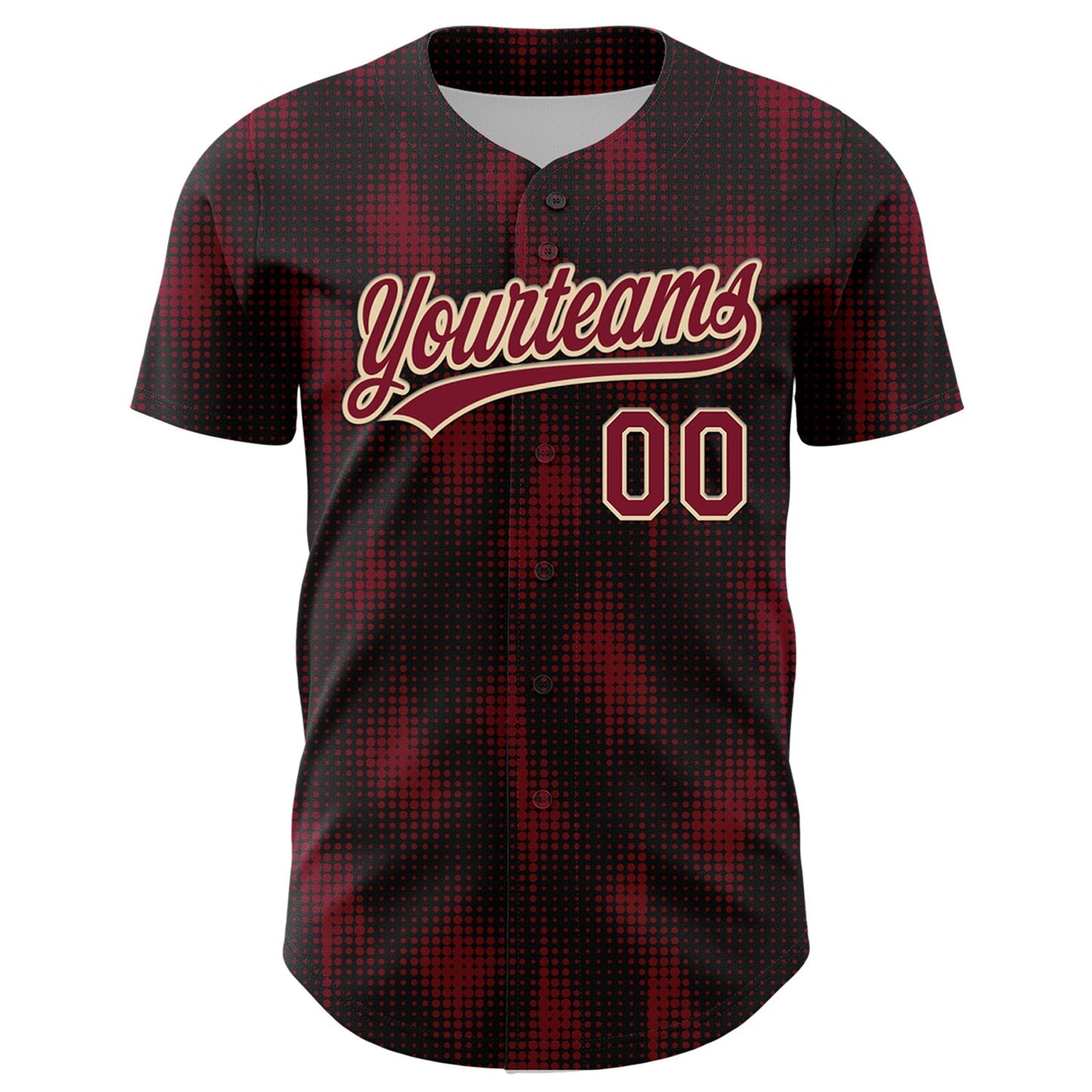 Custom Black Crimson-Cream 3D Pattern Design Halftone Dots Authentic Baseball Jersey baseball jersey product view 2