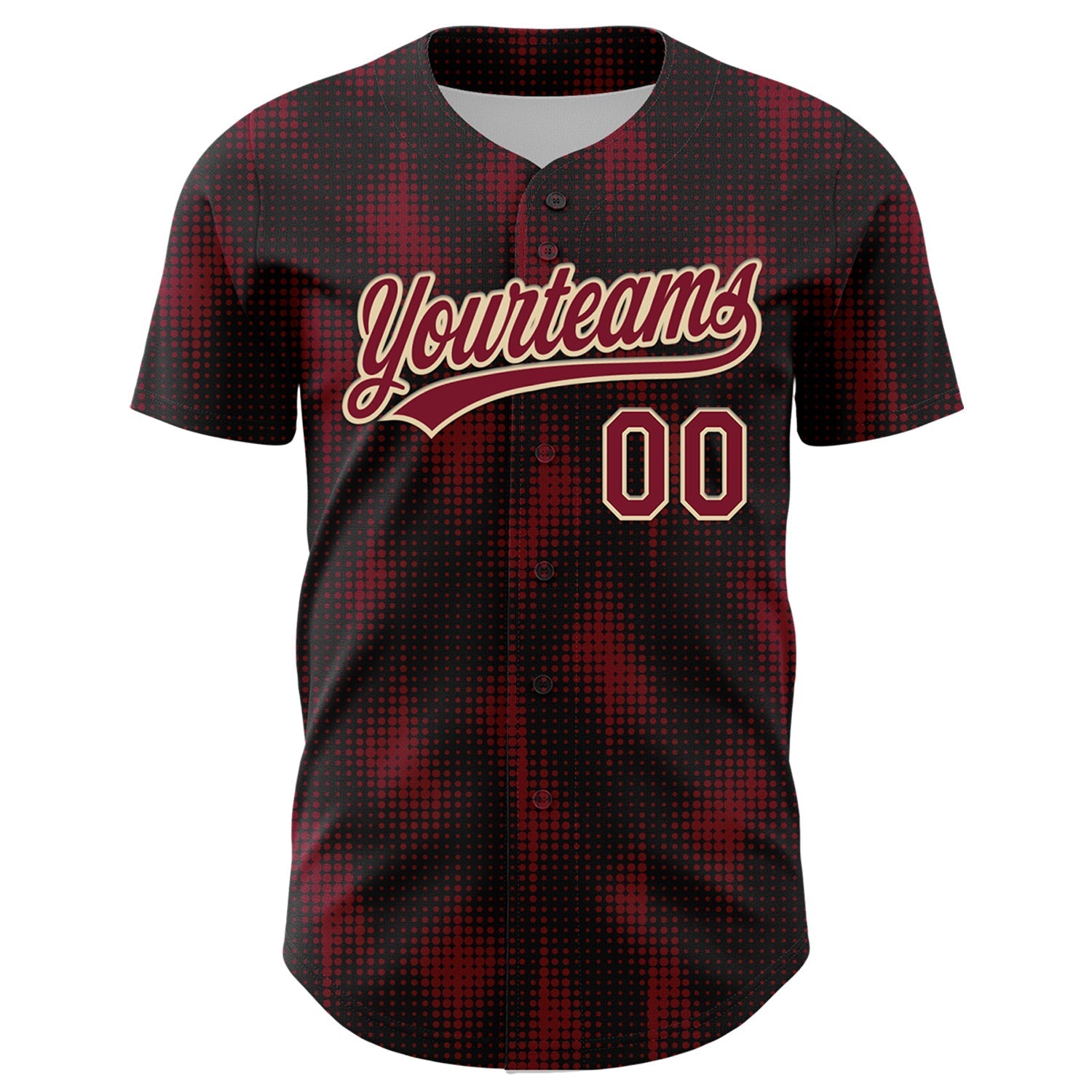 Custom Black Crimson-Cream 3D Pattern Design Halftone Dots Authentic Baseball Jersey baseball jersey product view 2