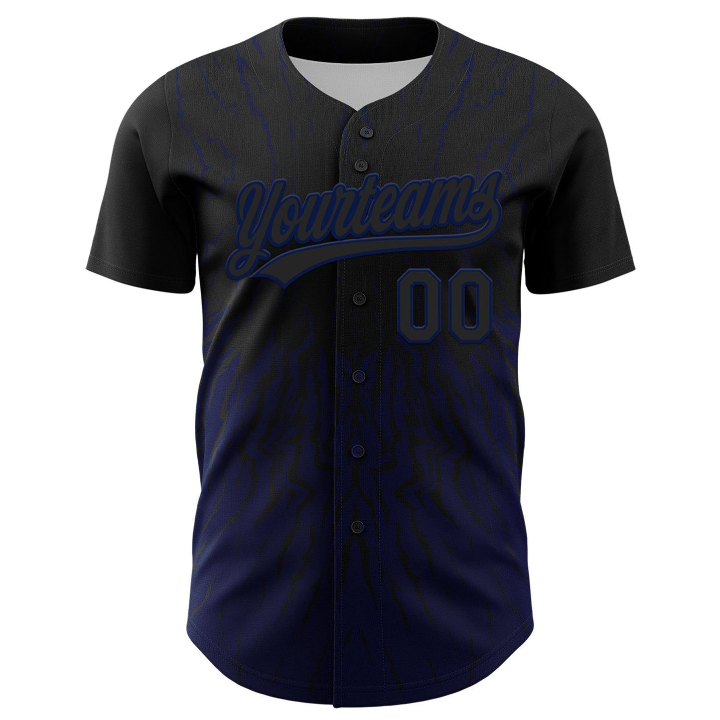 Custom Black Navy 3D Pattern Design Abstract Wave Authentic Baseball Jersey baseball jersey product view 2