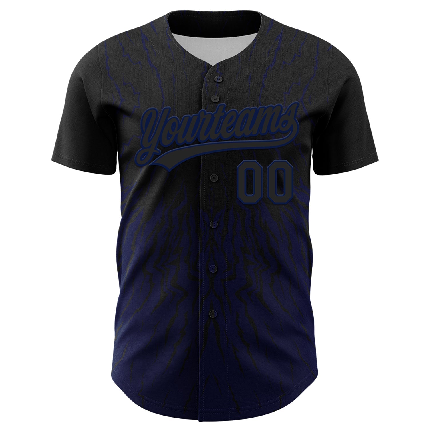 Custom Black Navy 3D Pattern Design Abstract Wave Authentic Baseball Jersey baseball jersey product view 2