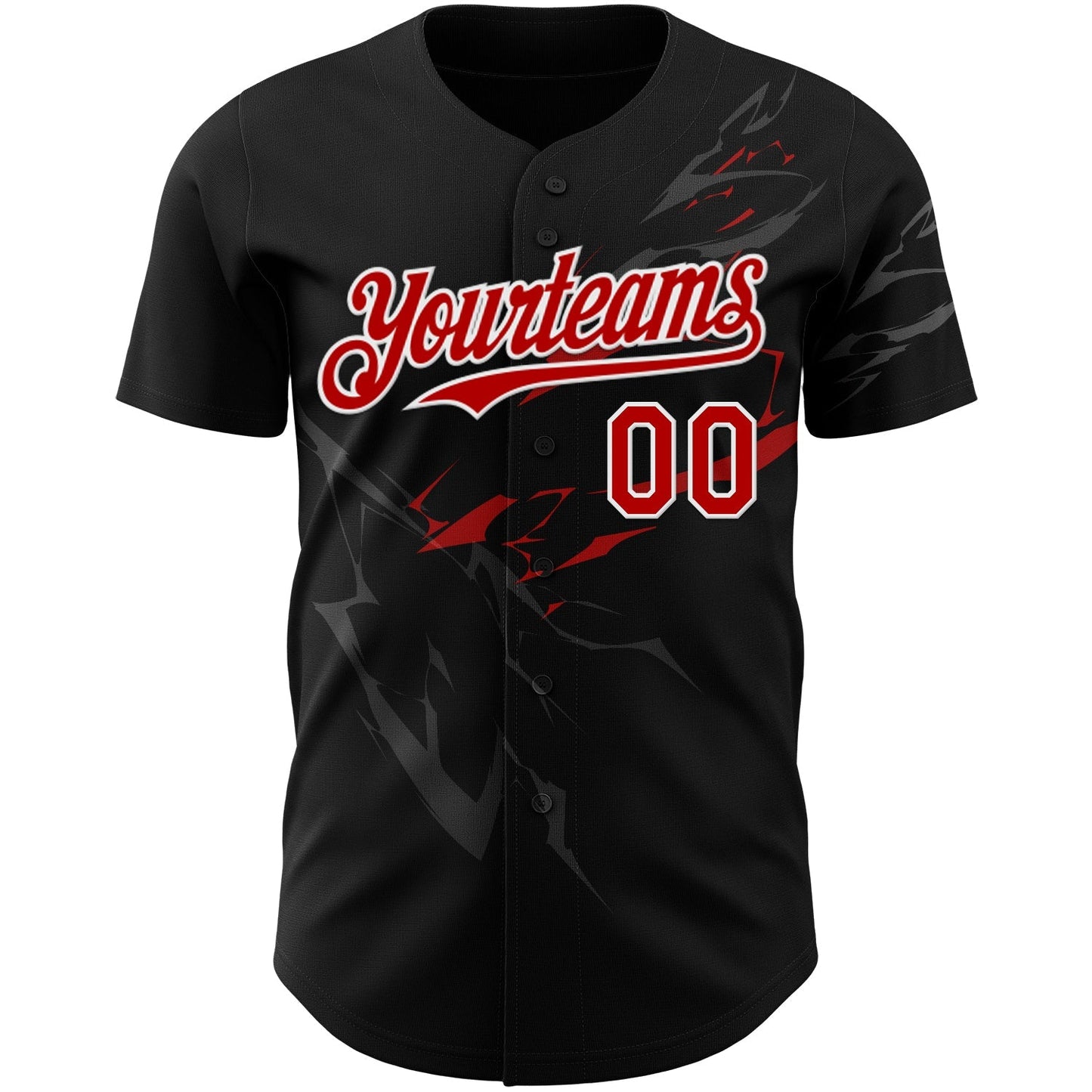 Custom Black Red-White 3D Pattern Design Lightning Authentic Baseball Jersey baseball jersey product view 2