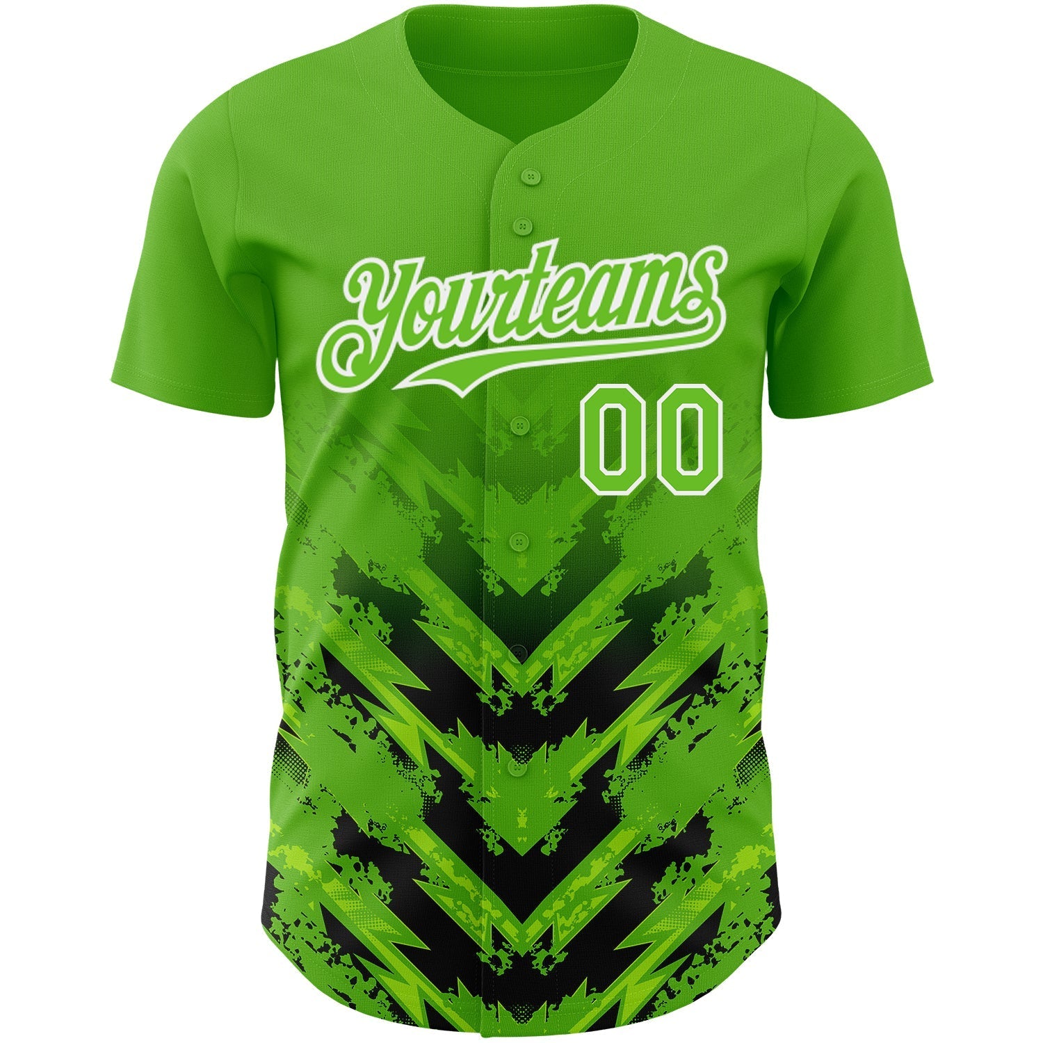 Custom Aurora Green Black-White 3D Pattern Design Abstract Arrow Authentic Baseball Jersey baseball jersey product view 2