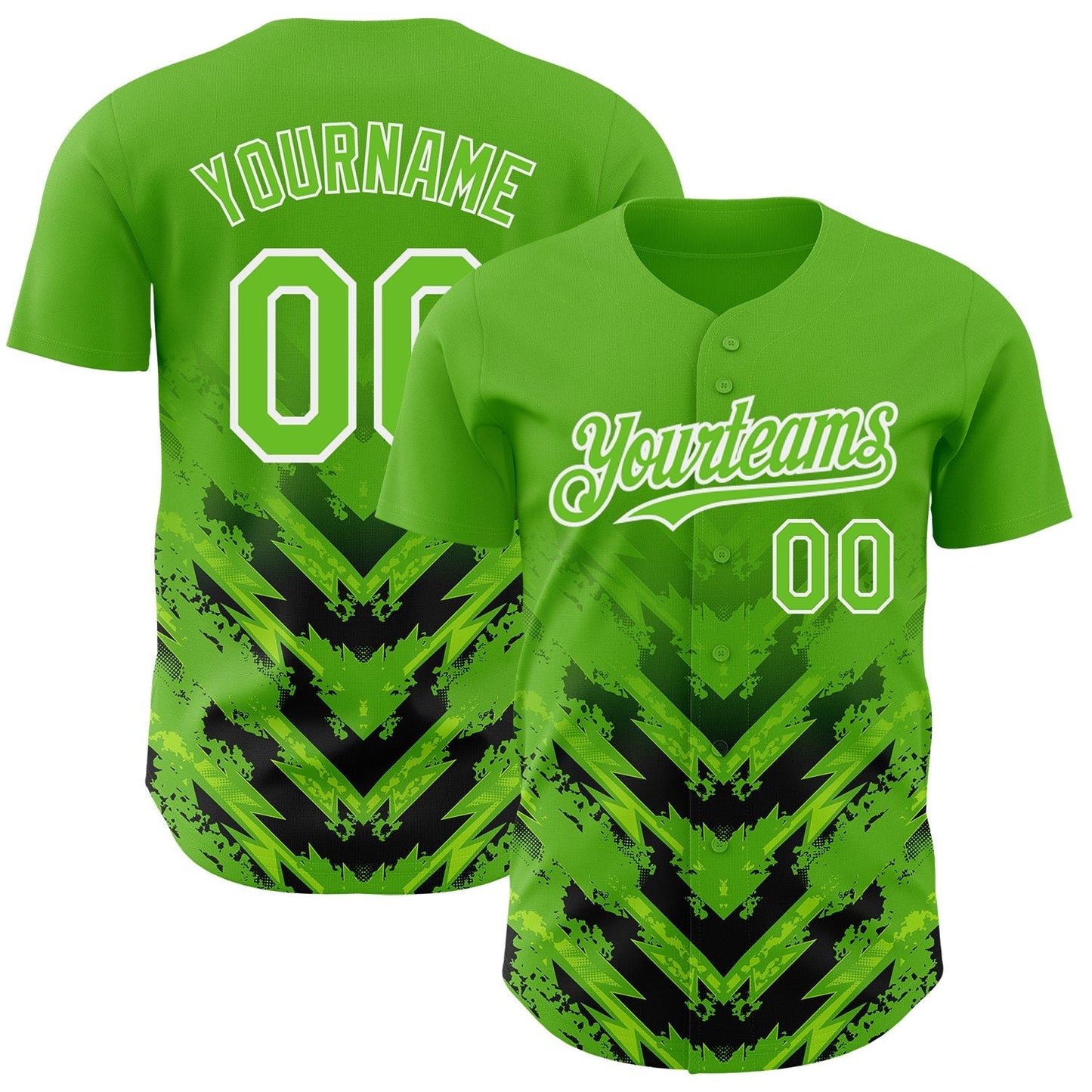 Custom Aurora Green Black-White 3D Pattern Design Abstract Arrow Authentic Baseball Jersey baseball jersey product view 1