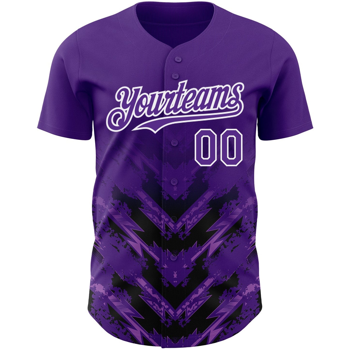 Custom Purple Black-White 3D Pattern Design Abstract Arrow Authentic Baseball Jersey baseball jersey product view 2