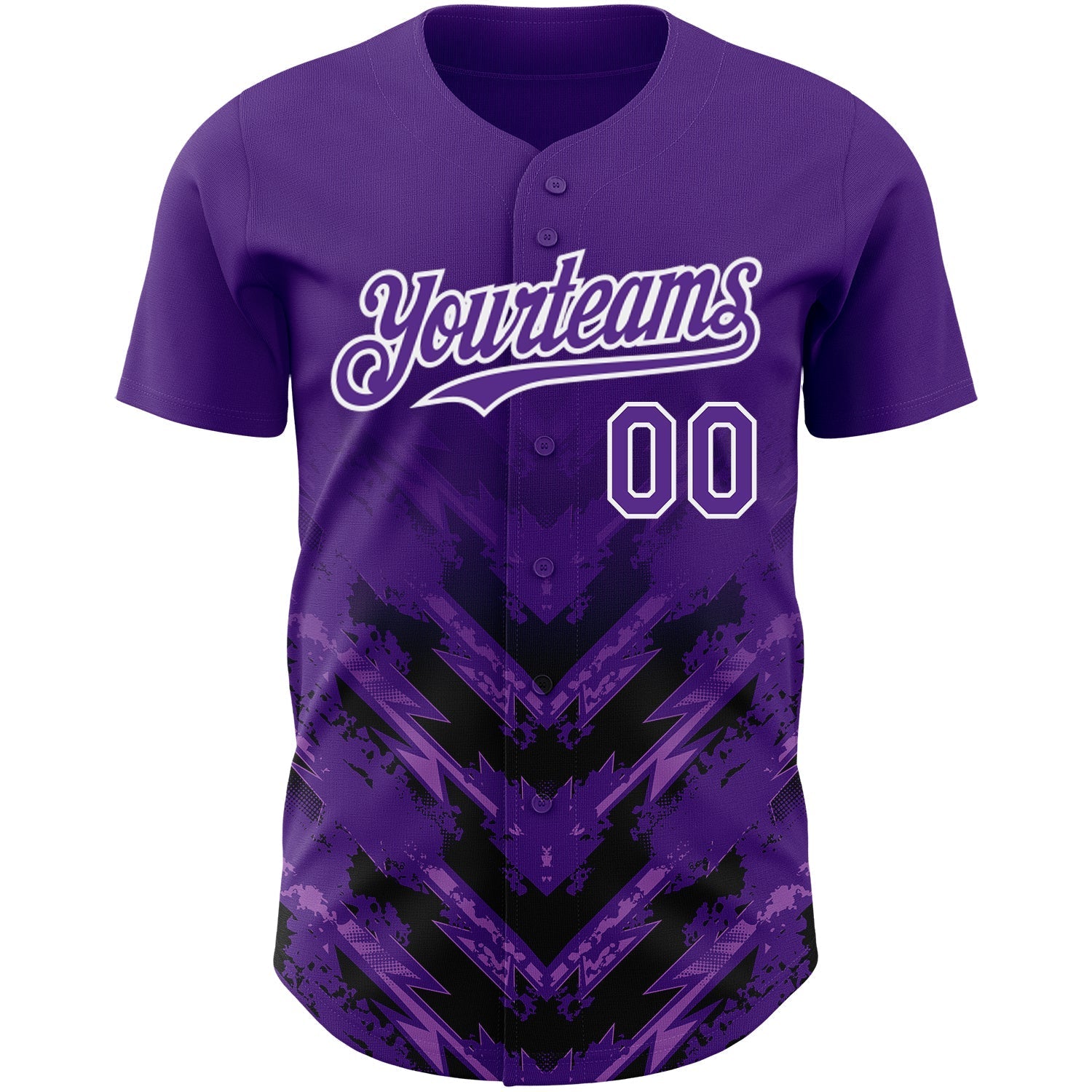 Custom Purple Black-White 3D Pattern Design Abstract Arrow Authentic Baseball Jersey baseball jersey product view 2