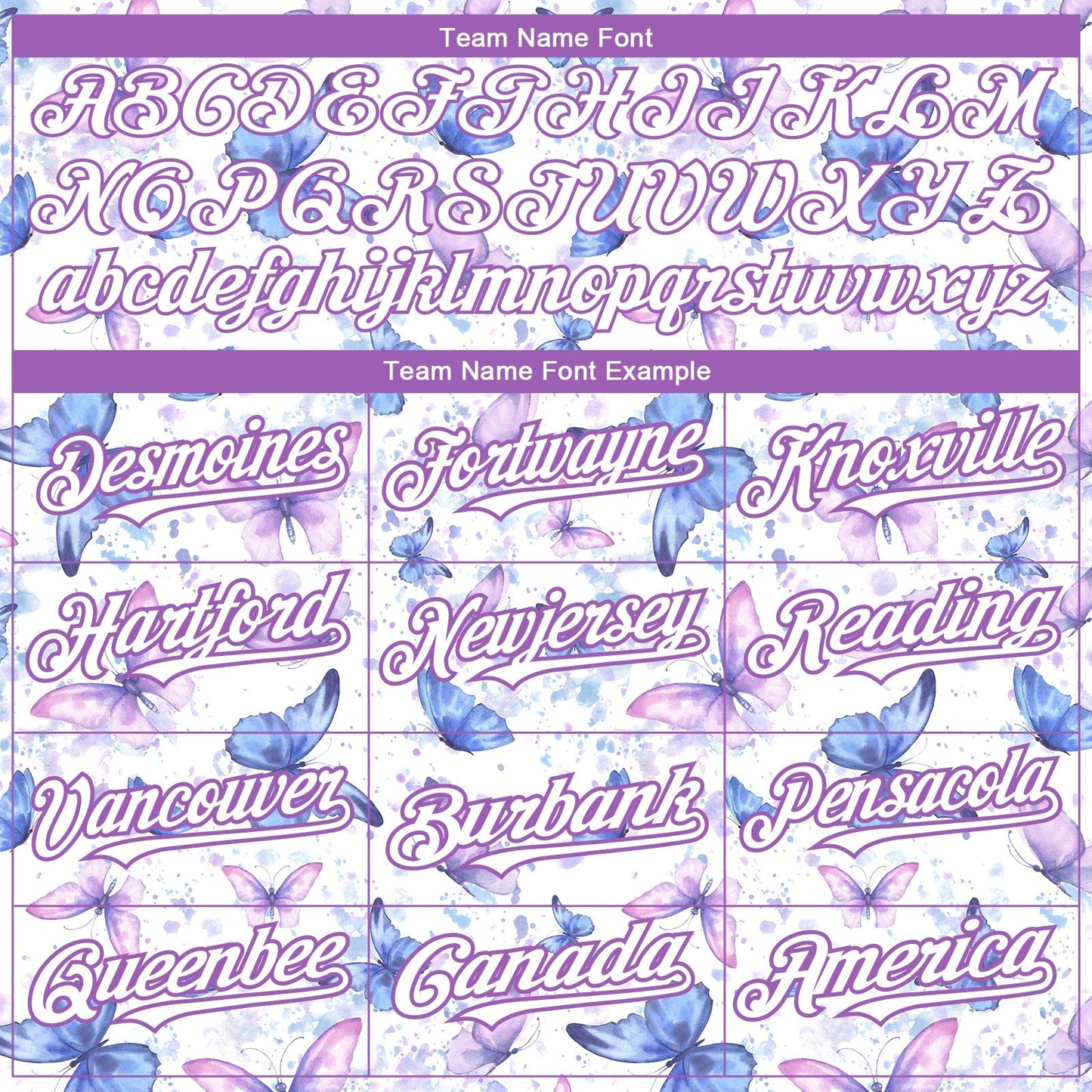 Custom White Medium Purple 3D Pattern Design Animal Butterfly Authentic Baseball Jersey baseball jersey product view 4