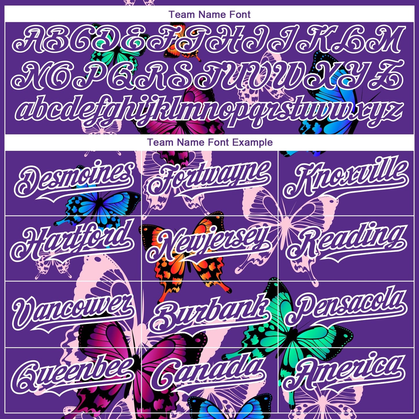 Custom Purple White 3D Pattern Design Animal Butterfly Authentic Baseball Jersey baseball jersey product view 4