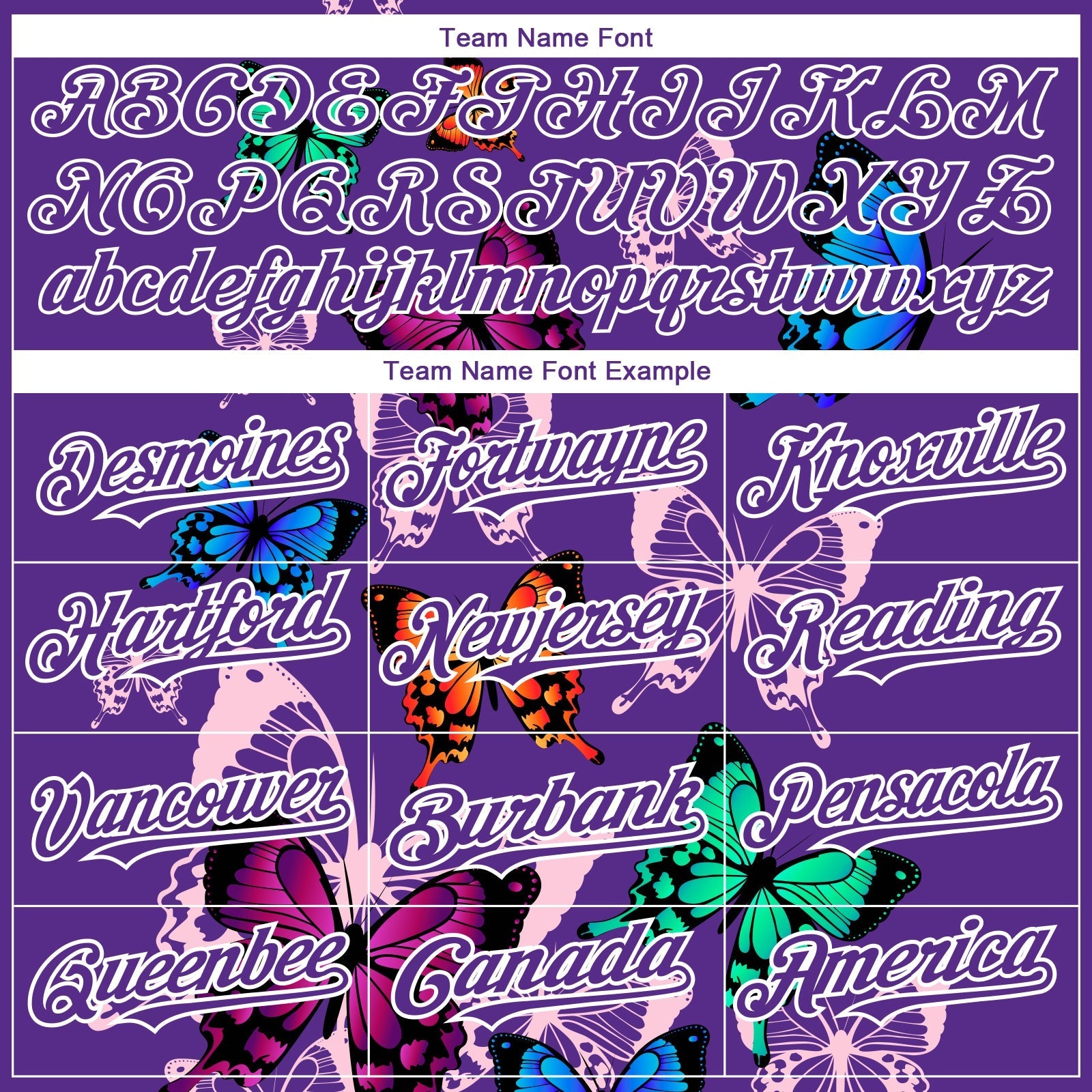 Custom Purple White 3D Pattern Design Animal Butterfly Authentic Baseball Jersey baseball jersey product view 4