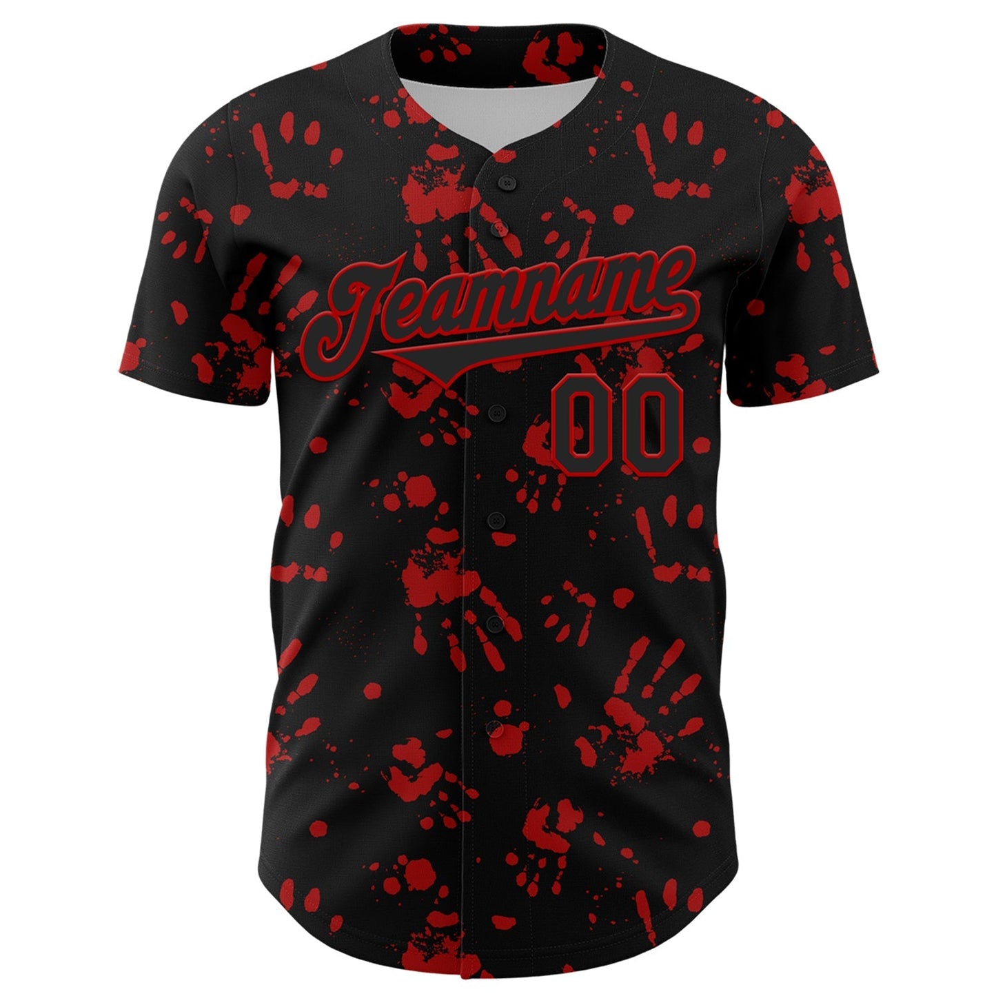 Custom Black Red 3D Pattern Design Rave Bloody Handprint Authentic Baseball Jersey baseball jersey product view 2