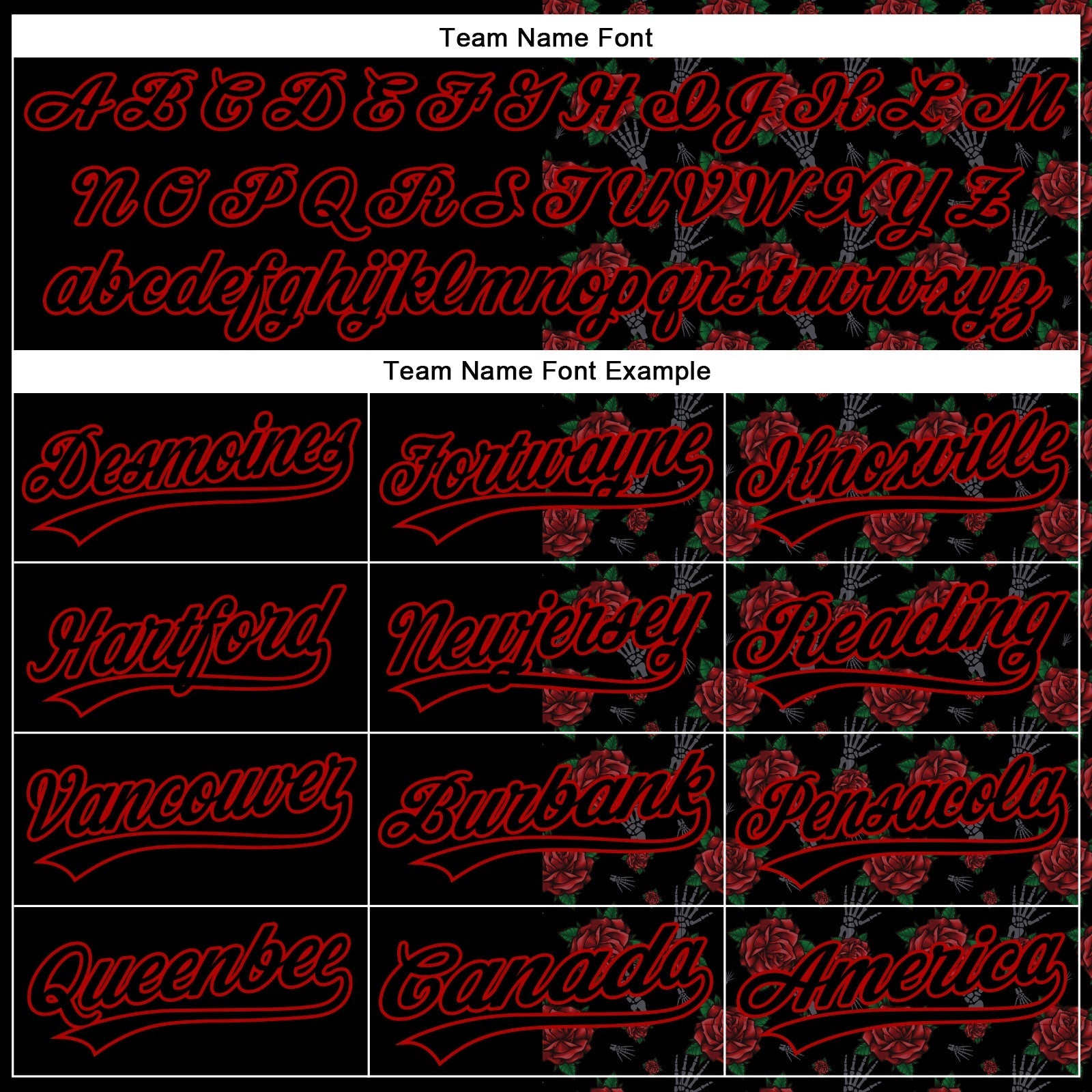 Custom Black Red 3D Pattern Design Gothic Style Rose Authentic Baseball Jersey baseball jersey product view 4