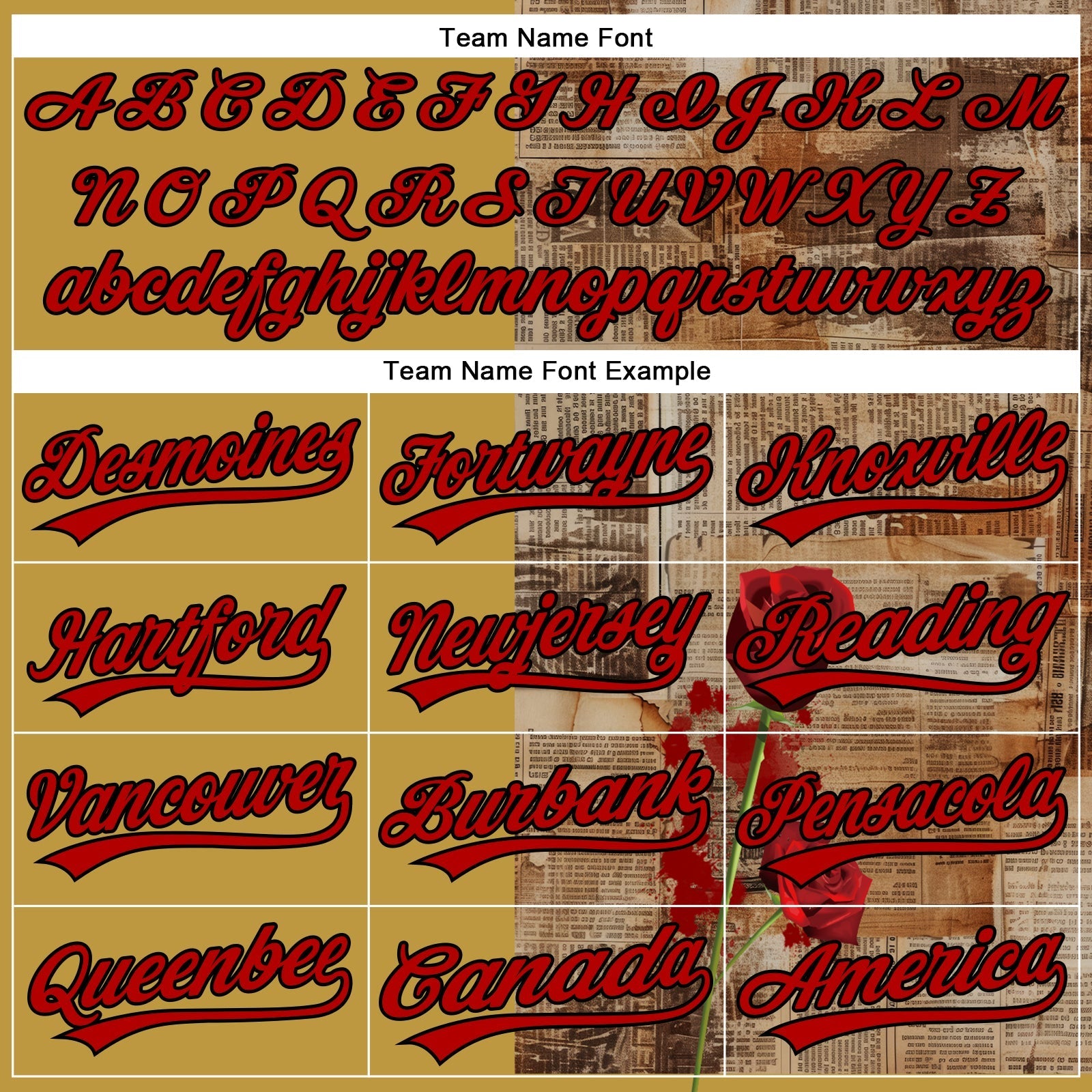 Custom Old Gold Red-Black 3D Pattern Design Gothic Style Rose Authentic Baseball Jersey baseball jersey product view 4