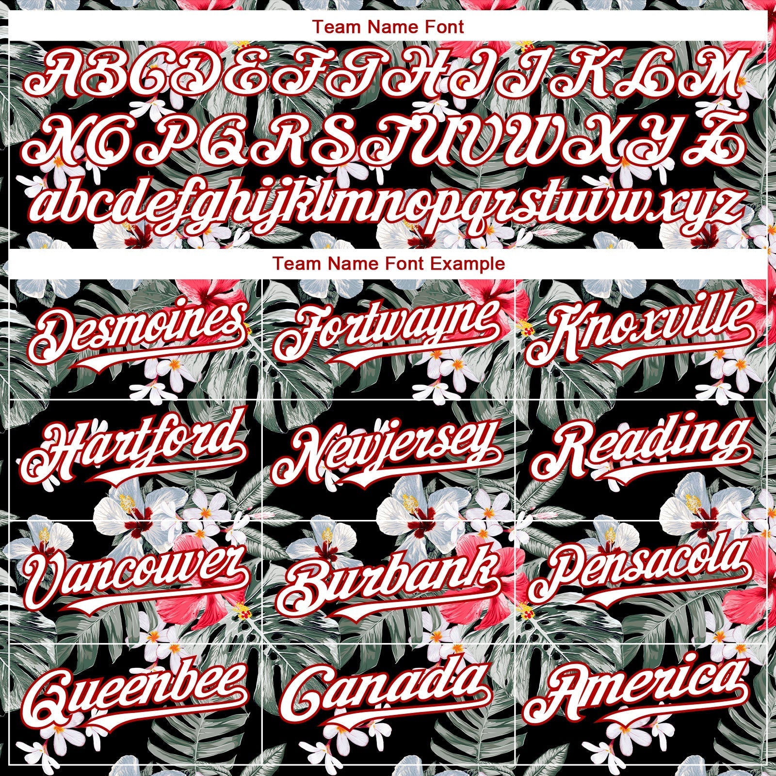 Custom Black White-Red 3D Pattern Design Tropical Hawaii Plant Authentic Baseball Jersey baseball jersey product view 4