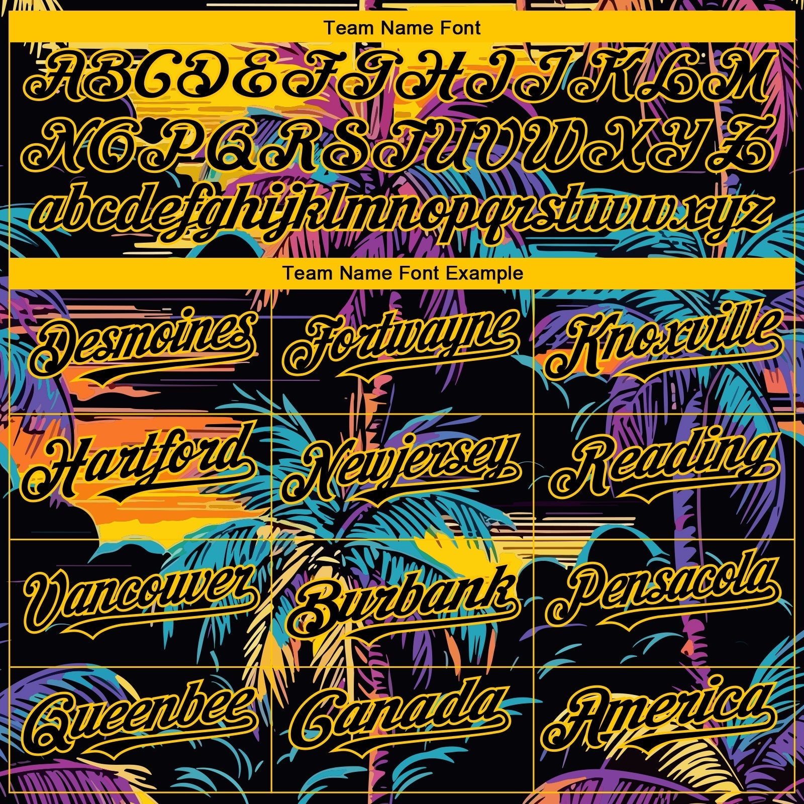 Custom Black Yellow 3D Pattern Design Tropical Hawaii Palms Trees Authentic Baseball Jersey baseball jersey product view 4