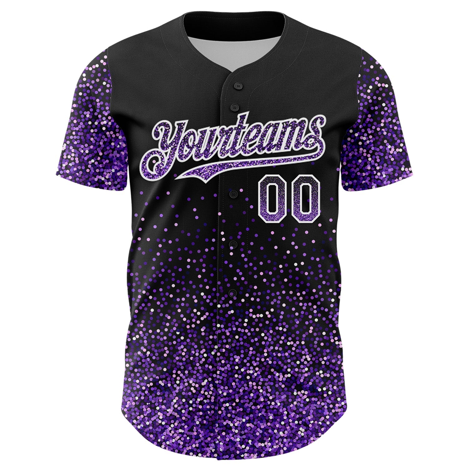 Custom Black Purple-White 3D Pattern Design Abstract Colorful Glittering Dot Authentic Baseball Jersey baseball jersey product view 2