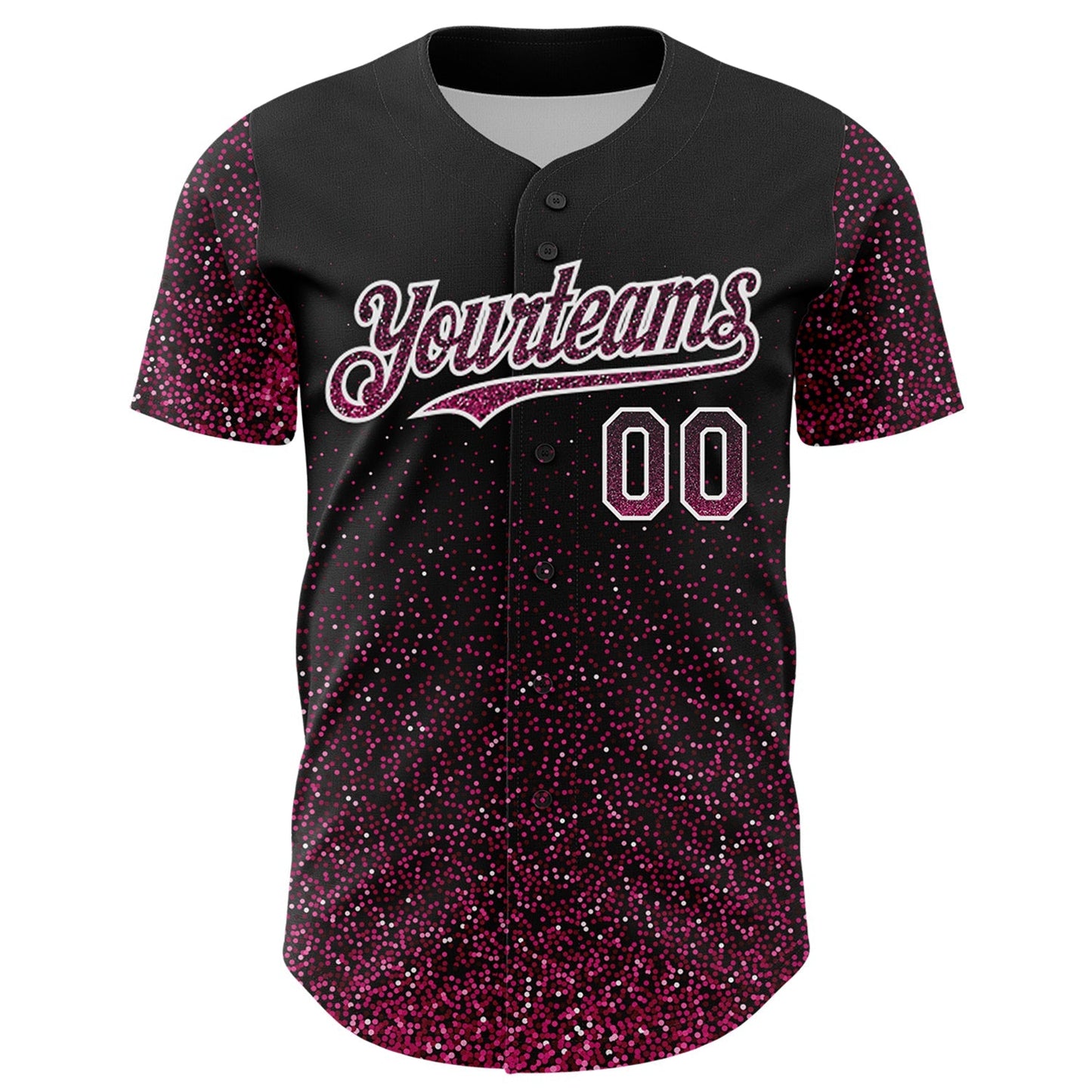 Custom Black Pink-White 3D Pattern Design Abstract Colorful Glittering Dot Authentic Baseball Jersey baseball jersey product view 2