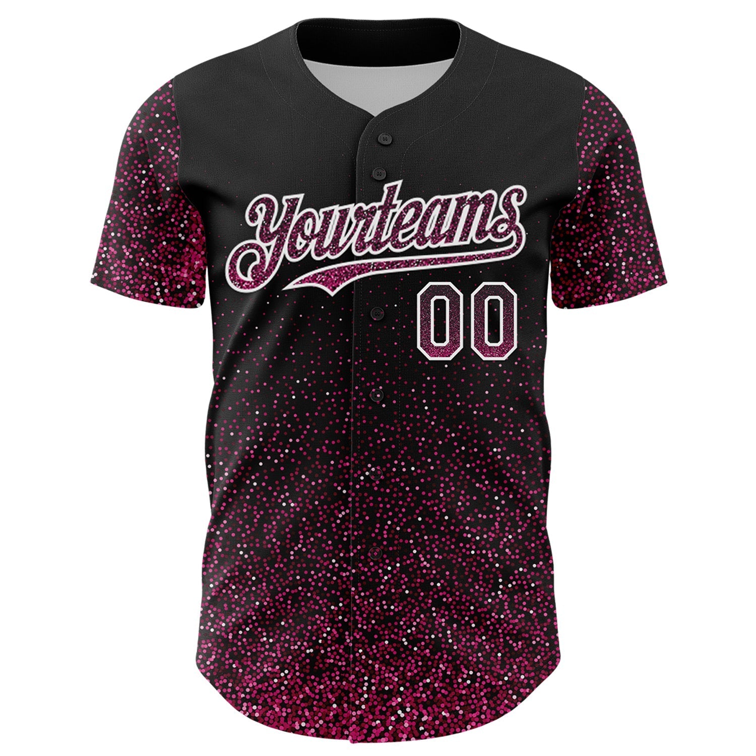 Custom Black Pink-White 3D Pattern Design Abstract Colorful Glittering Dot Authentic Baseball Jersey baseball jersey product view 2