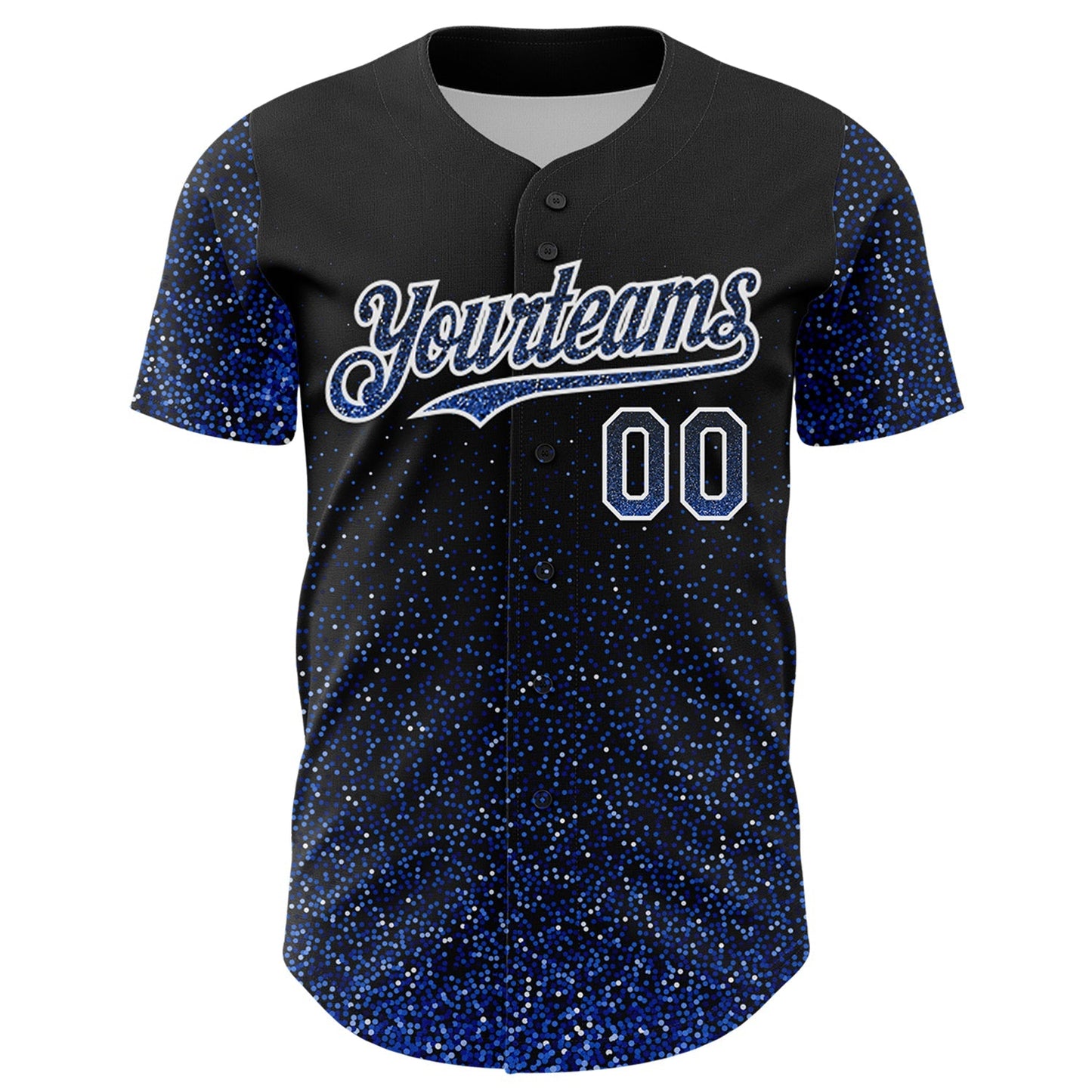 Custom Black Thunder Blue-White 3D Pattern Design Abstract Colorful Glittering Dot Authentic Baseball Jersey baseball jersey product view 2