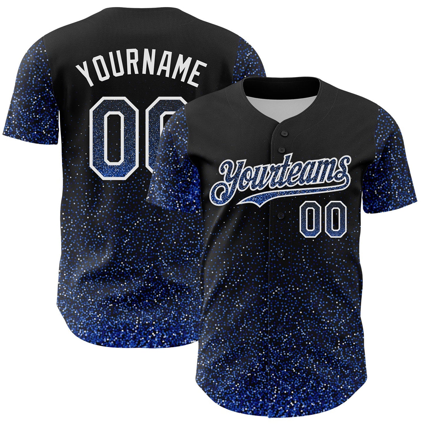 Custom Black Thunder Blue-White 3D Pattern Design Abstract Colorful Glittering Dot Authentic Baseball Jersey baseball jersey product view 1