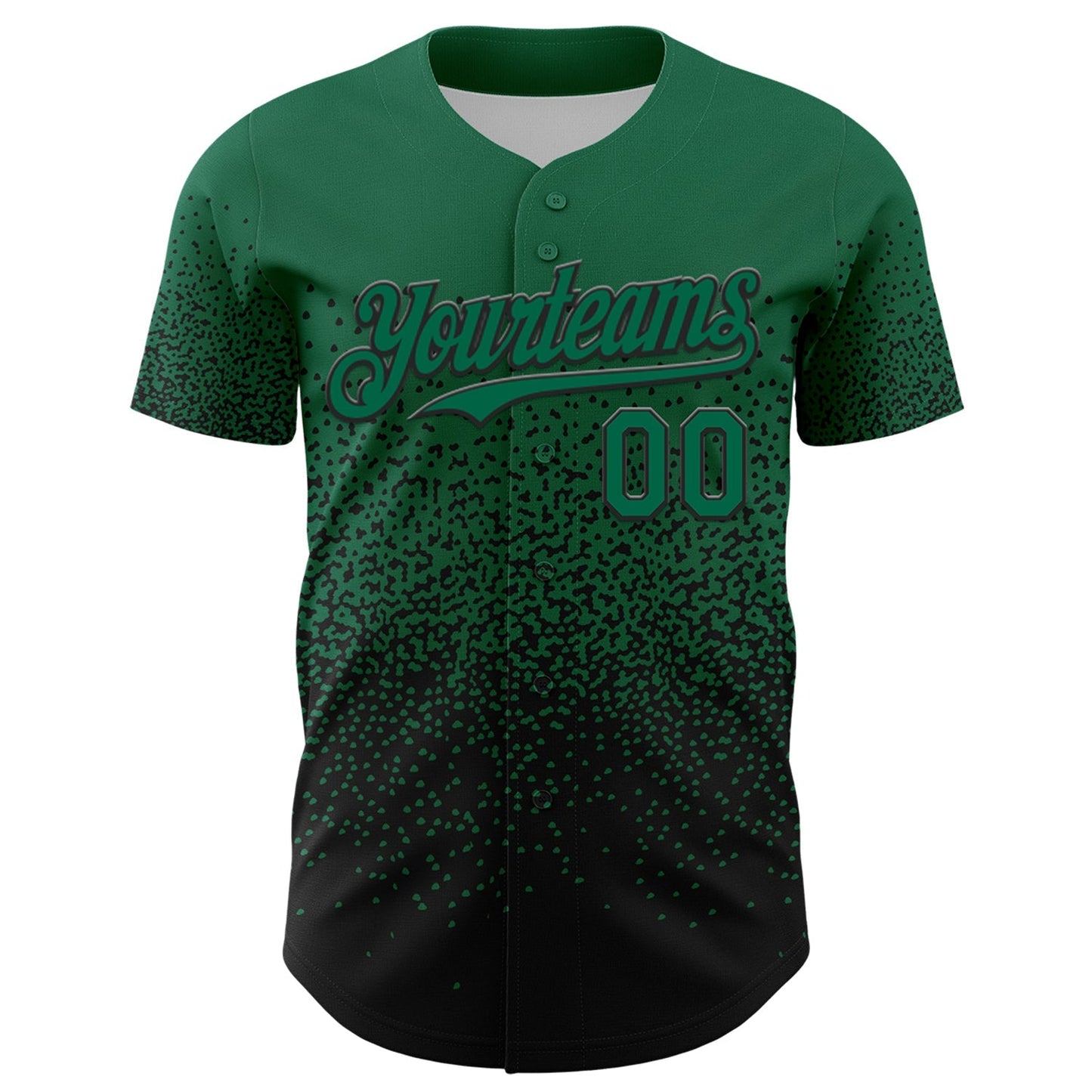 Custom Kelly Green Black 3D Pattern Design Gradient Style Irregular Shape Authentic Baseball Jersey baseball jersey product view 2