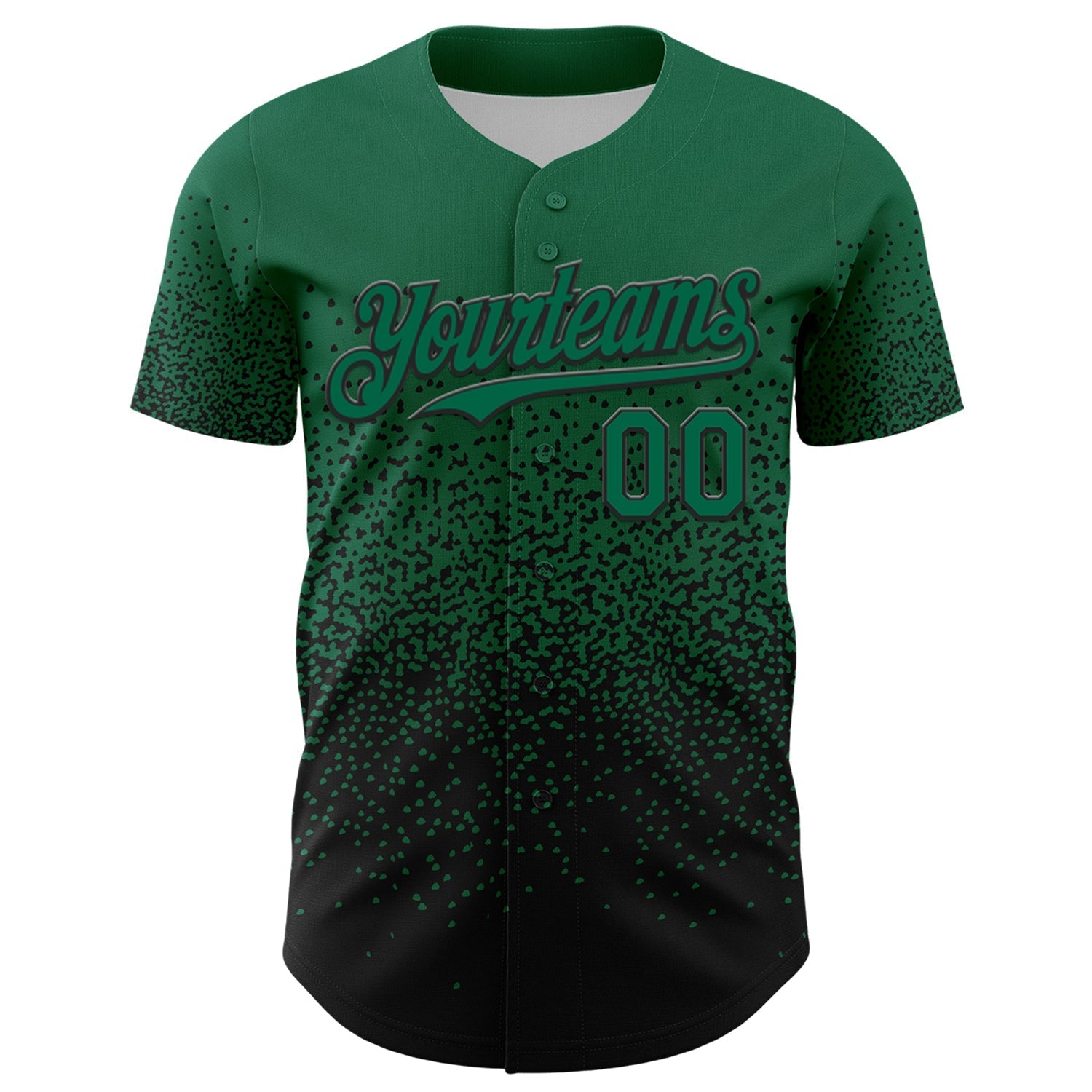 Custom Kelly Green Black 3D Pattern Design Gradient Style Irregular Shape Authentic Baseball Jersey baseball jersey product view 2