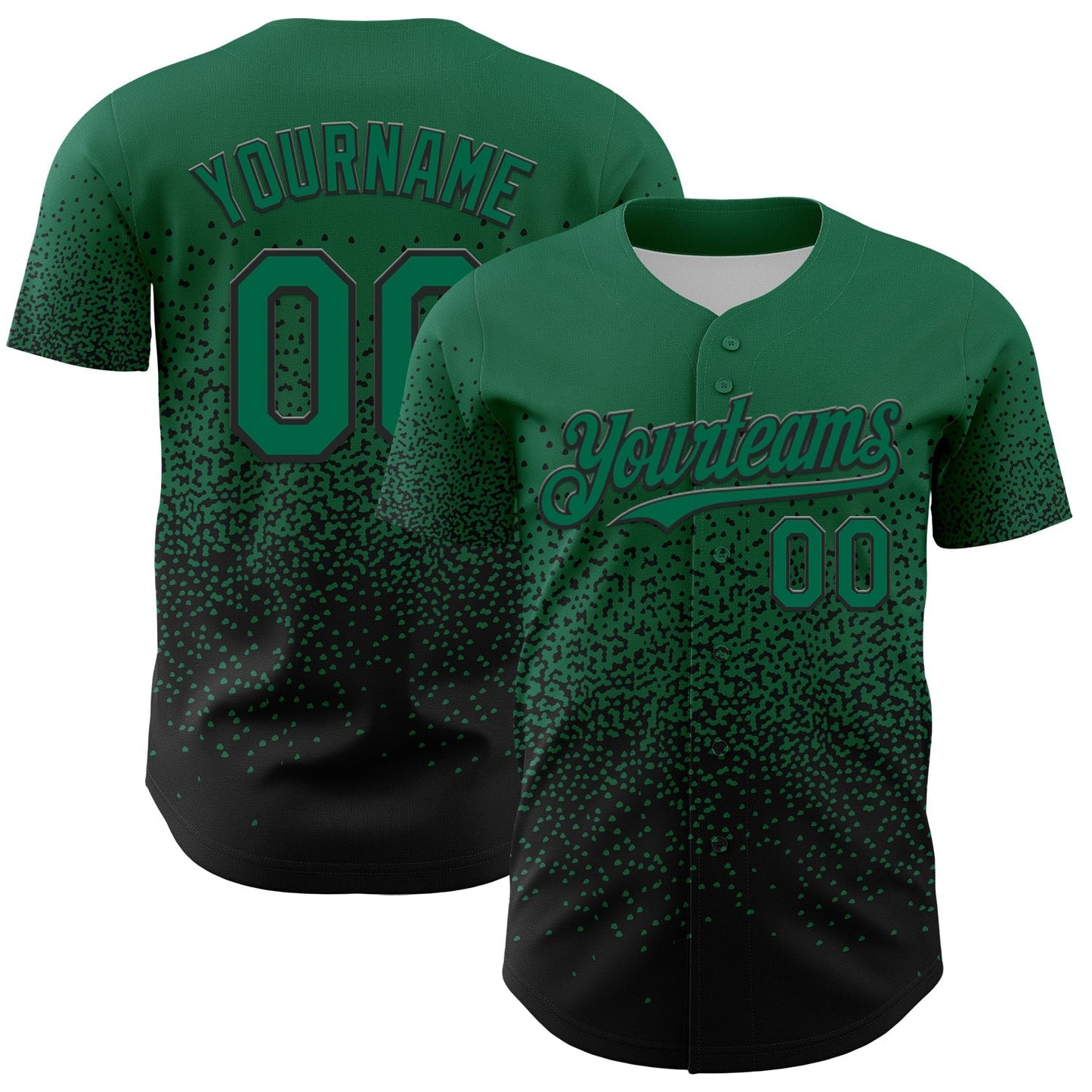 Custom Kelly Green Black 3D Pattern Design Gradient Style Irregular Shape Authentic Baseball Jersey baseball jersey product view 1