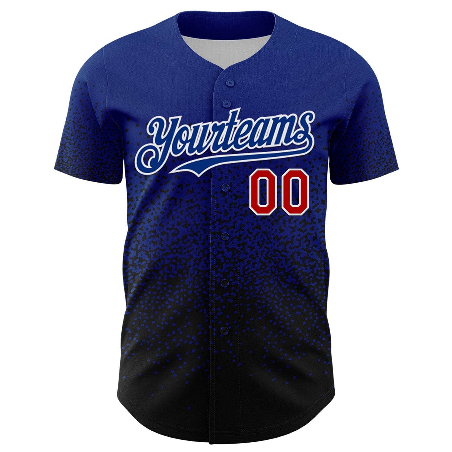 Custom Royal Red-Black 3D Pattern Design Gradient Style Irregular Shape Authentic Baseball Jersey baseball jersey product view 2