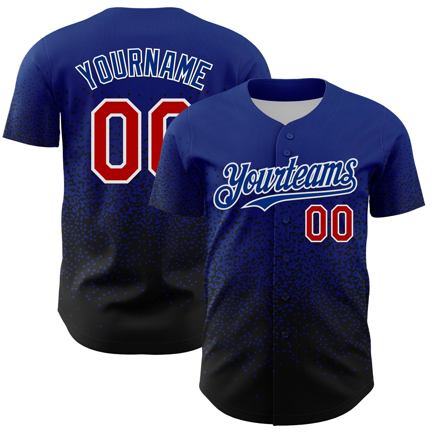 Custom Royal Red-Black 3D Pattern Design Gradient Style Irregular Shape Authentic Baseball Jersey baseball jersey product view 1
