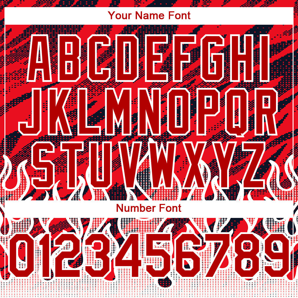 Custom Red Black-White 3D Pattern Design Flame Authentic Baseball Jersey baseball jersey product view 5