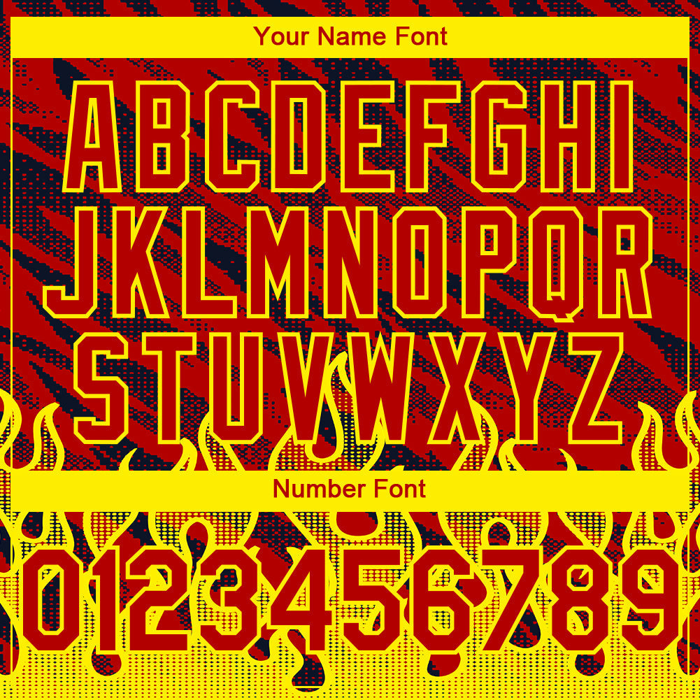 Custom Red Black-Light Yellow 3D Pattern Design Flame Authentic Baseball Jersey baseball jersey product view 5