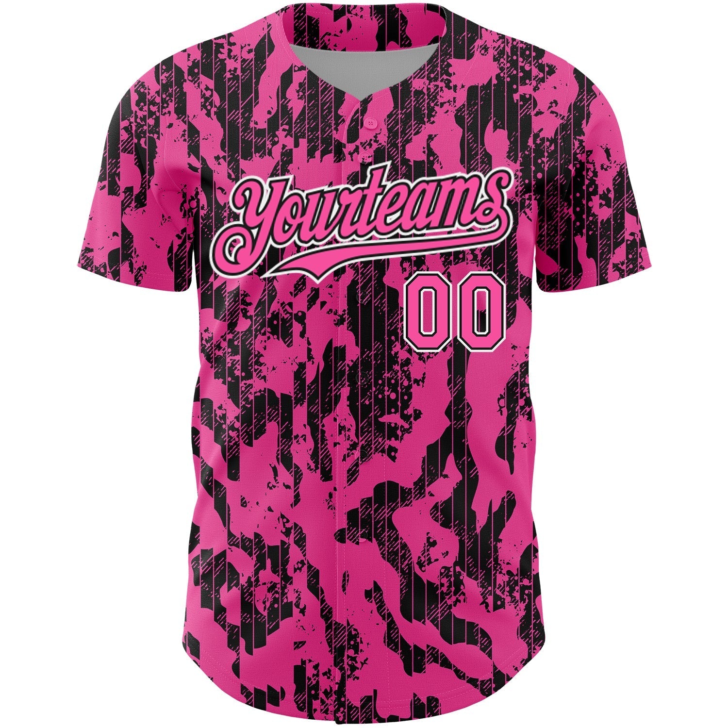 Custom Pink Black-White 3D Pattern Design Abstract Fluid Authentic Baseball Jersey baseball jersey product view 2
