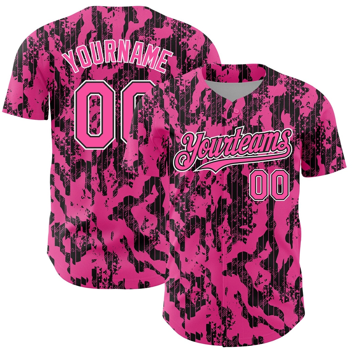 Custom Pink Black-White 3D Pattern Design Abstract Fluid Authentic Baseball Jersey baseball jersey product view 1