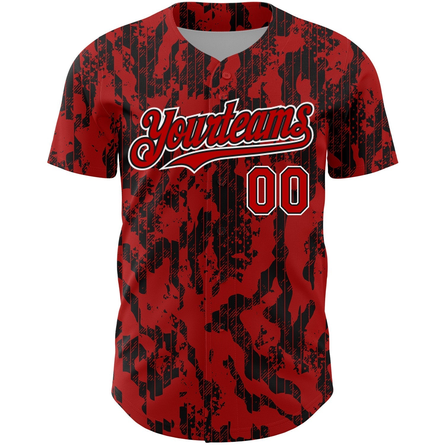 Custom Red Black-White 3D Pattern Design Abstract Fluid Authentic Baseball Jersey baseball jersey product view 2