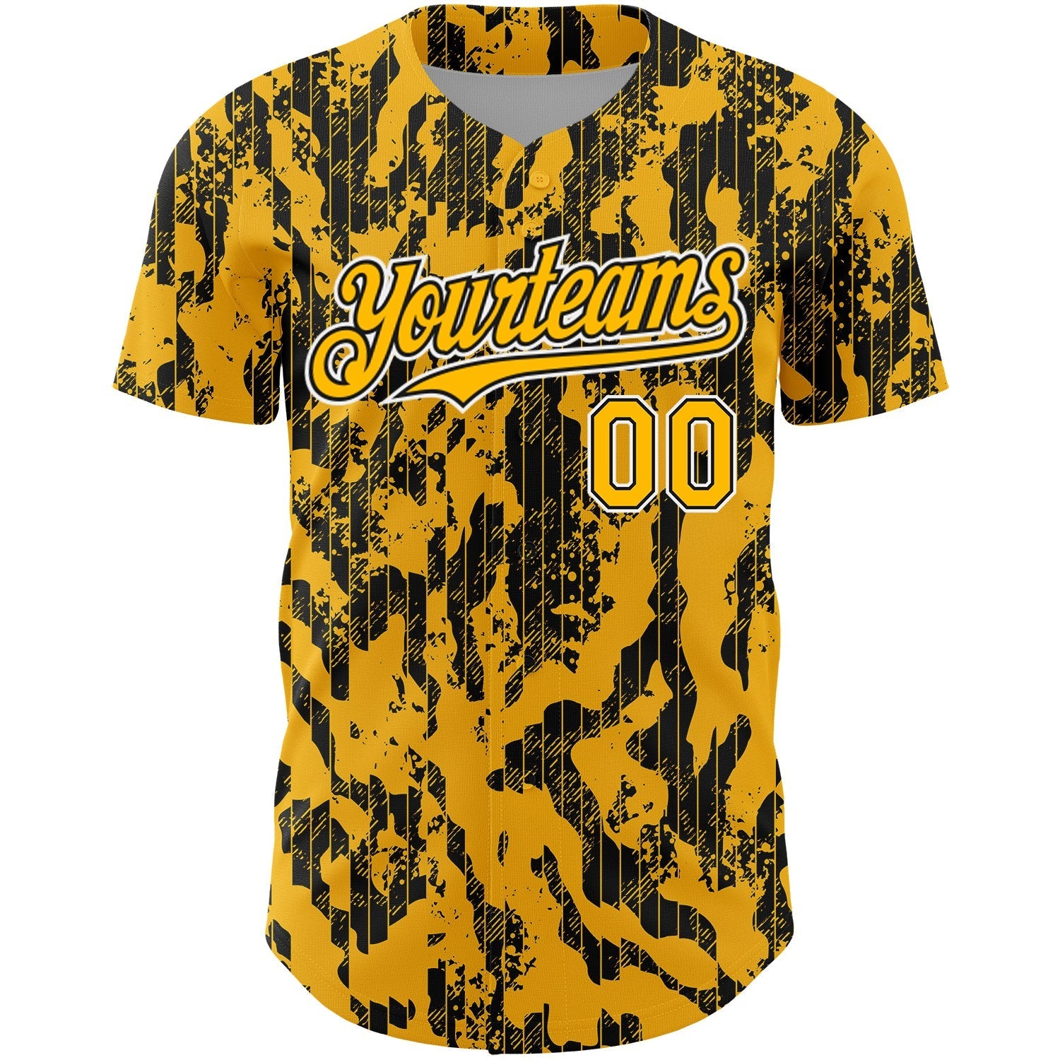 Custom Gold Black-White 3D Pattern Design Abstract Fluid Authentic Baseball Jersey baseball jersey product view 2